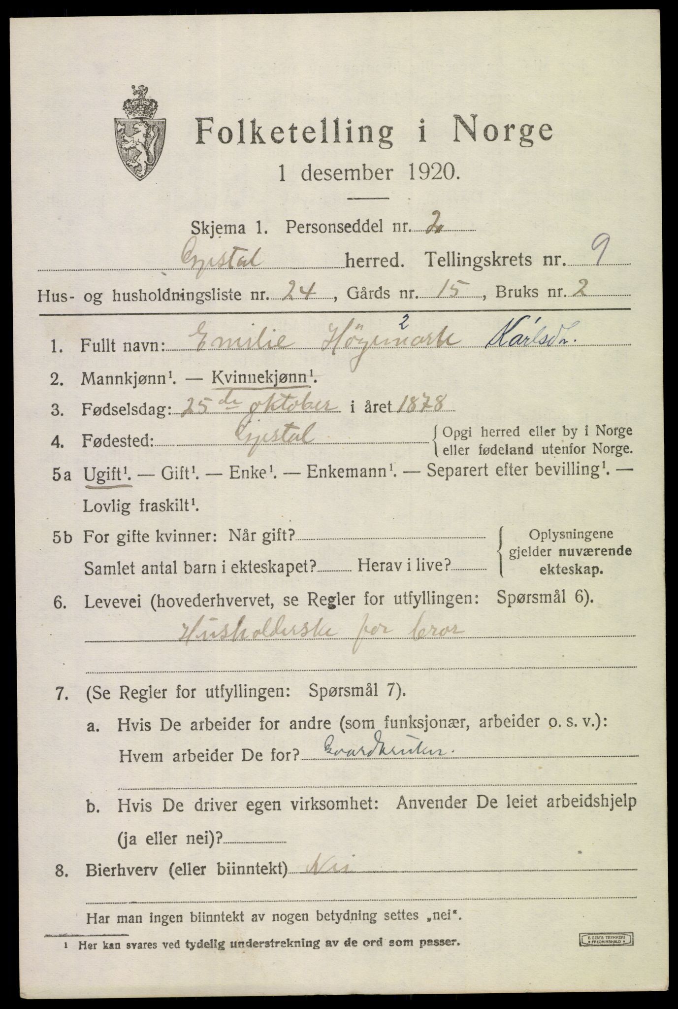 SAST, 1920 census for Gjesdal, 1920, p. 4564