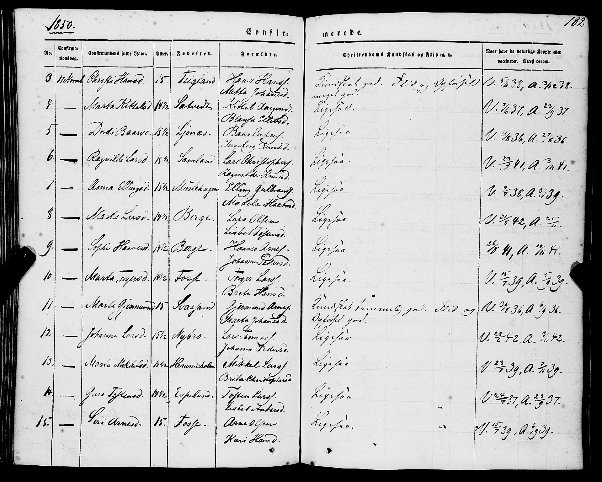 Strandebarm sokneprestembete, AV/SAB-A-78401/H/Haa: Parish register (official) no. A 7, 1844-1872, p. 182