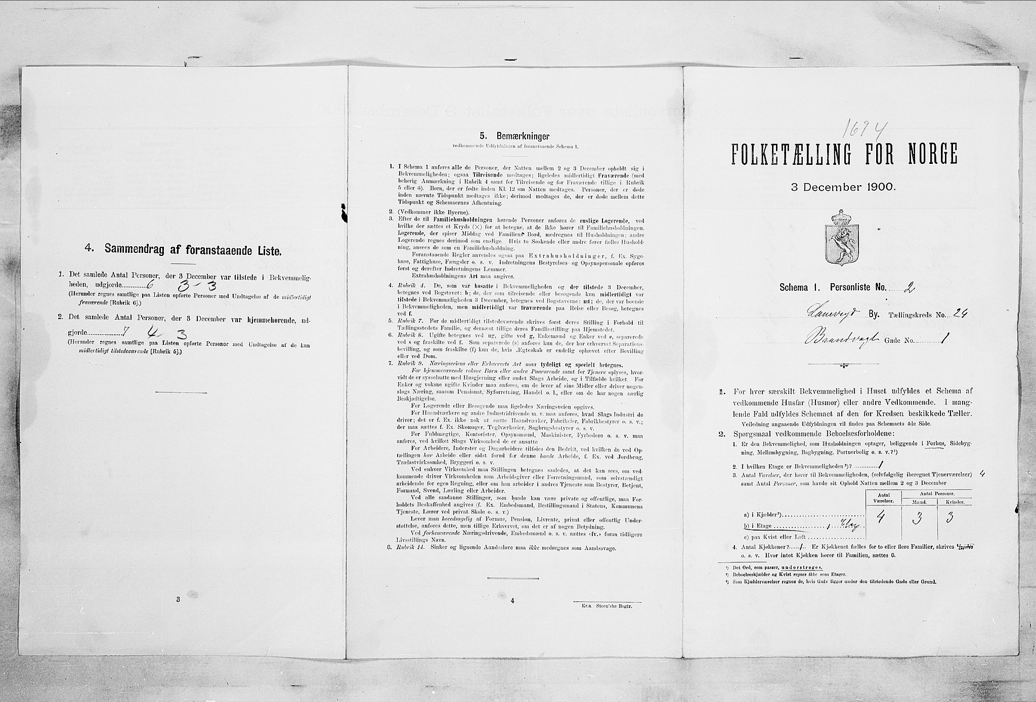 RA, 1900 census for Larvik, 1900, p. 2504