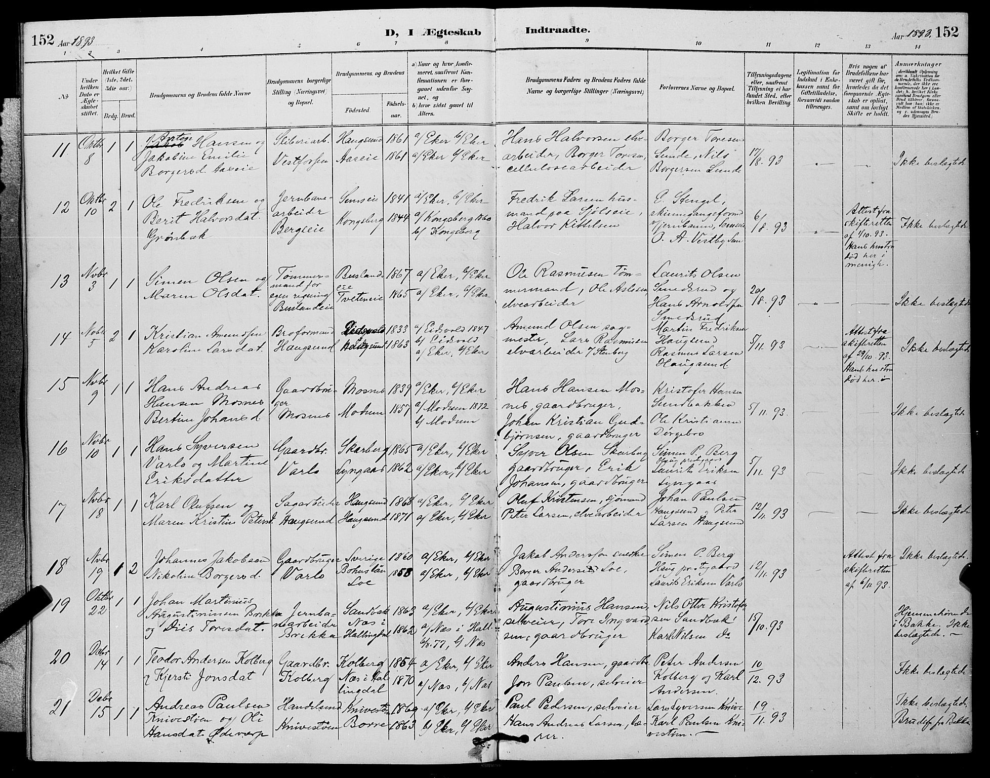 Eiker kirkebøker, SAKO/A-4/G/Ga/L0007: Parish register (copy) no. I 7, 1893-1902, p. 152