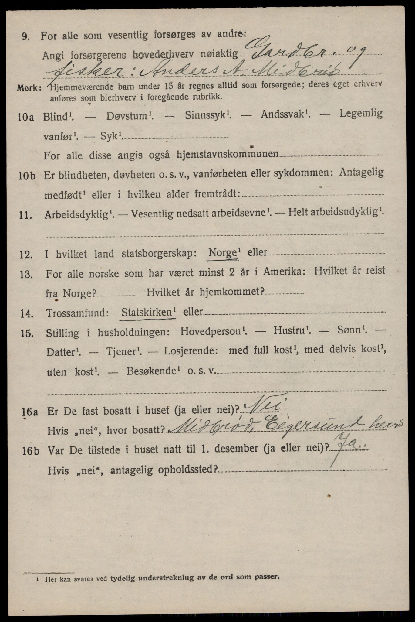 SAST, 1920 census for Eigersund, 1920, p. 1658
