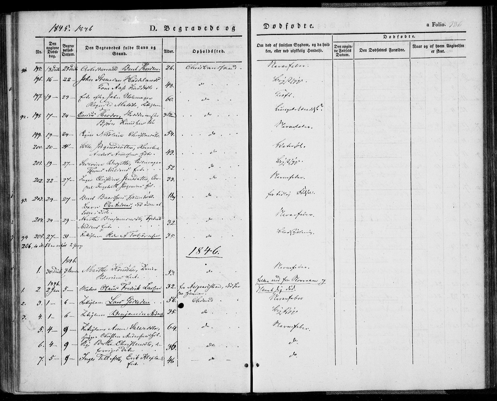 Kristiansand domprosti, SAK/1112-0006/F/Fa/L0013: Parish register (official) no. A 13, 1842-1851, p. 386