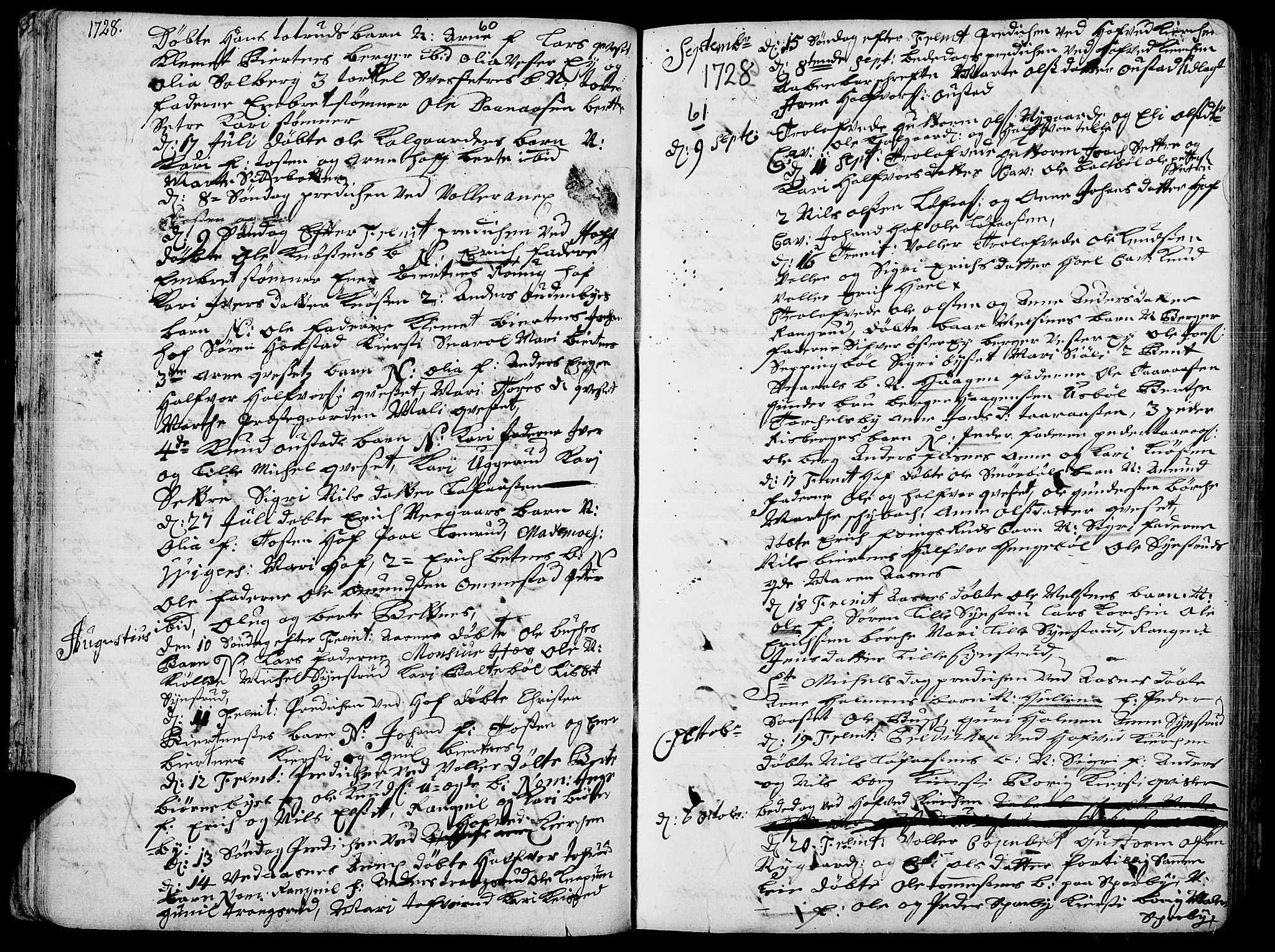 Hof prestekontor, AV/SAH-PREST-038/H/Ha/Haa/L0002: Parish register (official) no. 2, 1720-1749, p. 60-61