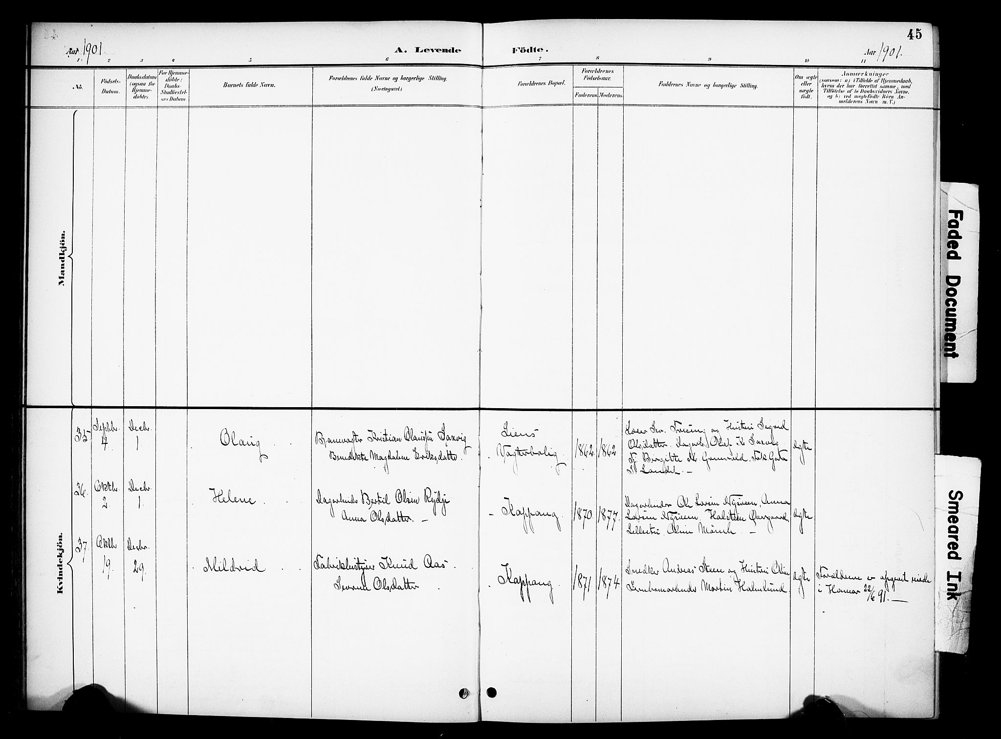 Stor-Elvdal prestekontor, AV/SAH-PREST-052/H/Ha/Hab/L0003: Parish register (copy) no. 3, 1895-1917, p. 45