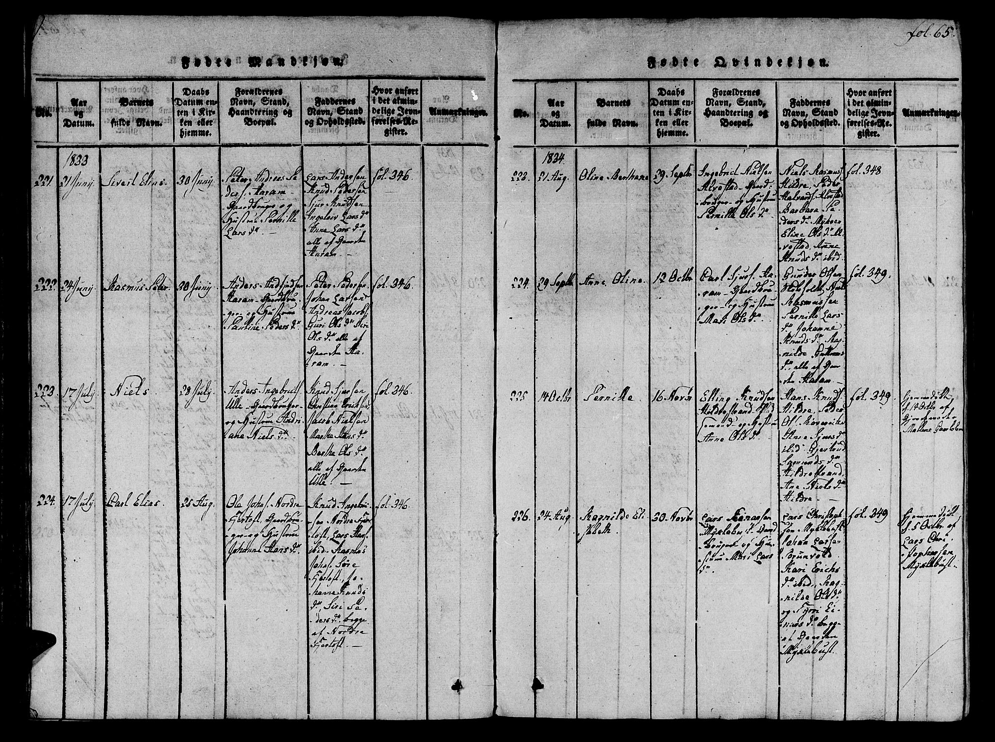 Ministerialprotokoller, klokkerbøker og fødselsregistre - Møre og Romsdal, SAT/A-1454/536/L0495: Parish register (official) no. 536A04, 1818-1847, p. 65