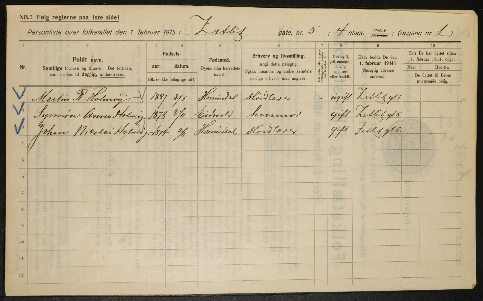 OBA, Municipal Census 1915 for Kristiania, 1915, p. 129272