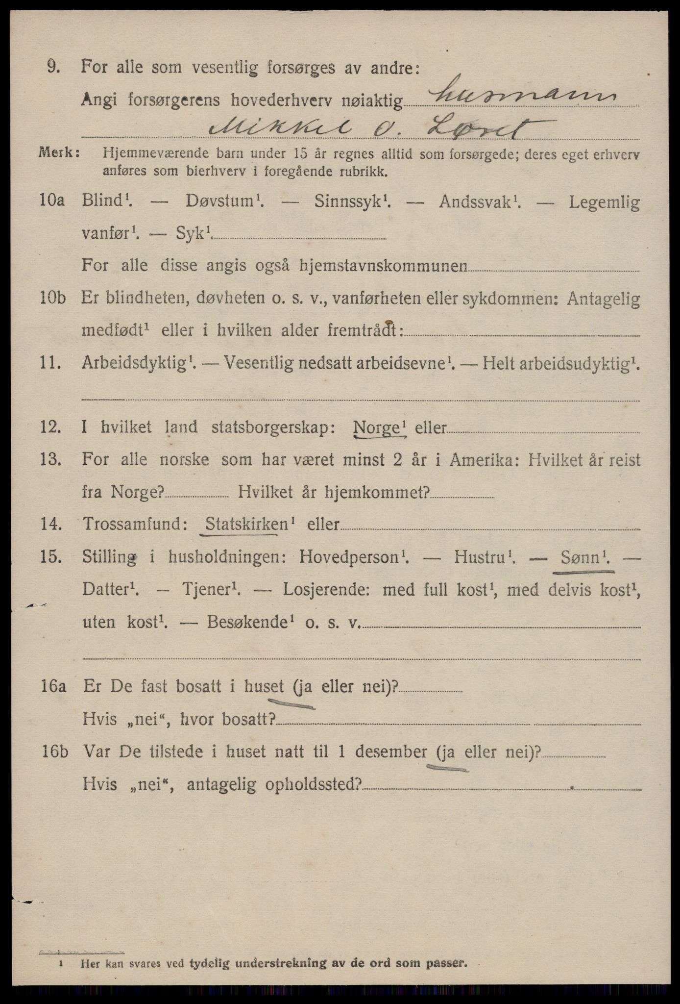SAT, 1920 census for Rindal, 1920, p. 1601
