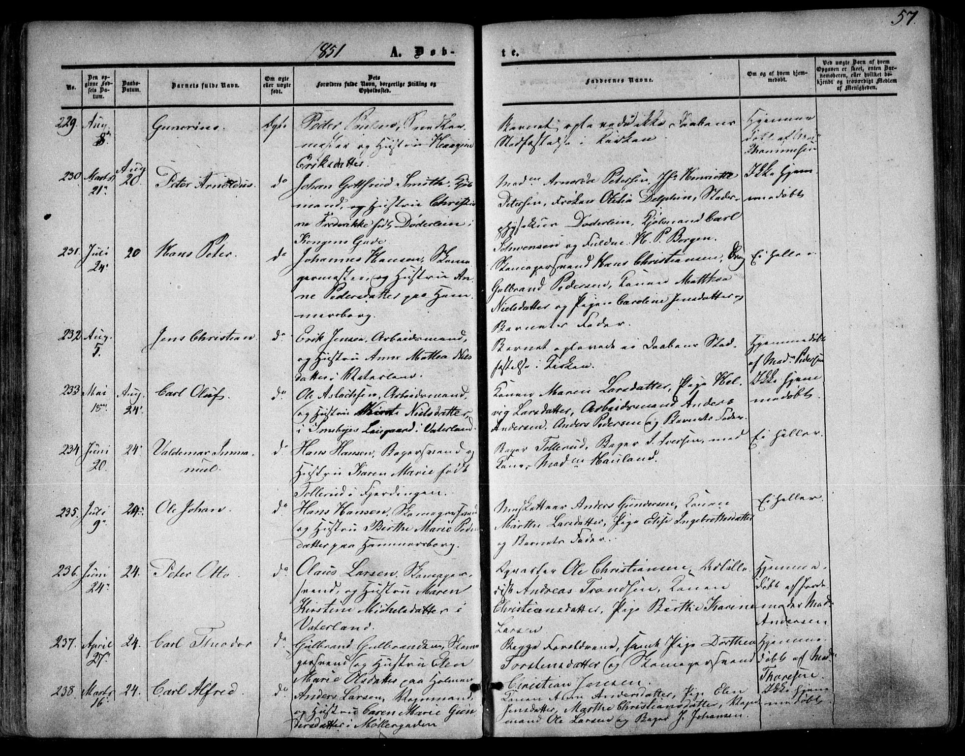 Oslo domkirke Kirkebøker, AV/SAO-A-10752/F/Fa/L0014: Parish register (official) no. 14, 1850-1857, p. 57