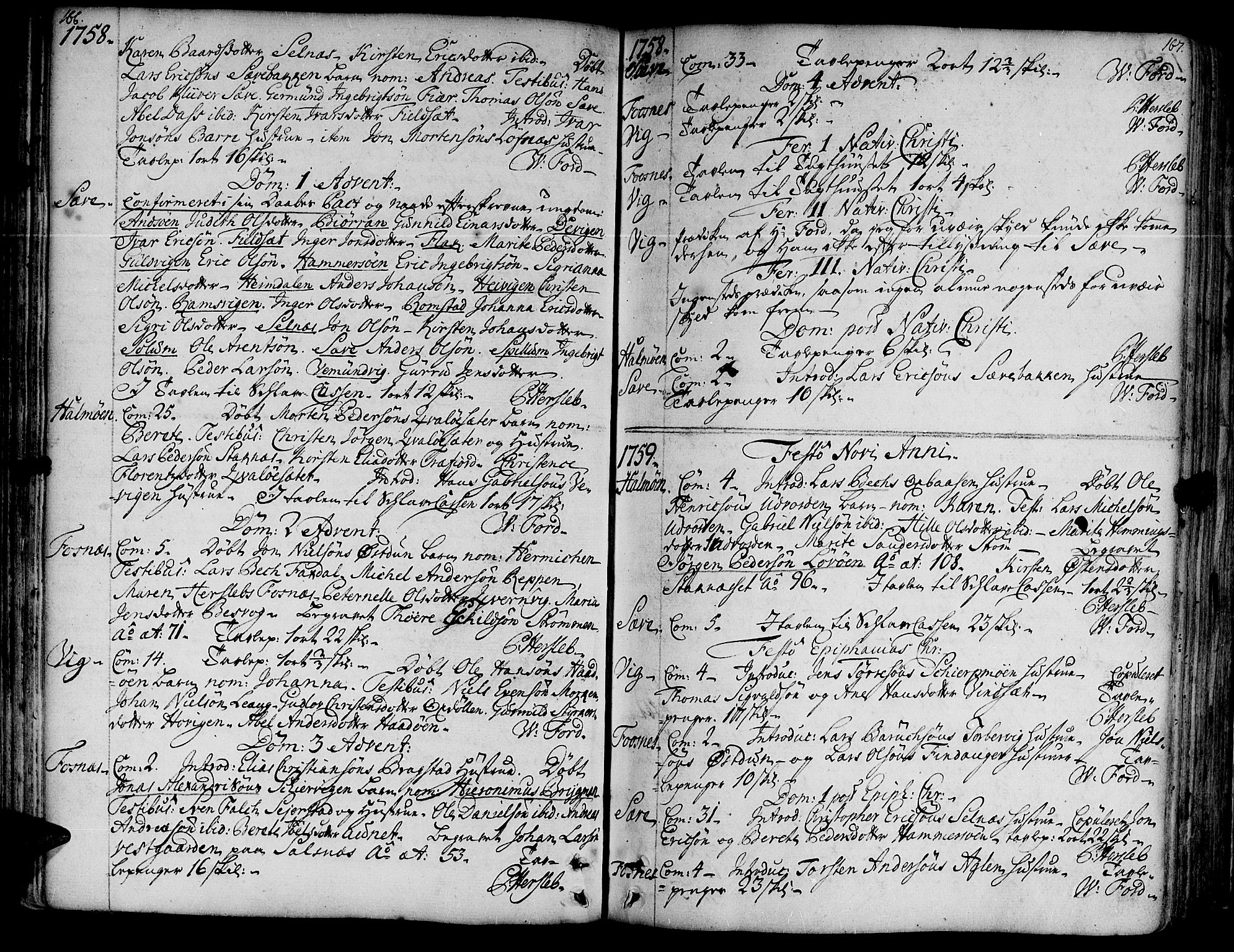 Ministerialprotokoller, klokkerbøker og fødselsregistre - Nord-Trøndelag, SAT/A-1458/773/L0607: Parish register (official) no. 773A01, 1751-1783, p. 166-167