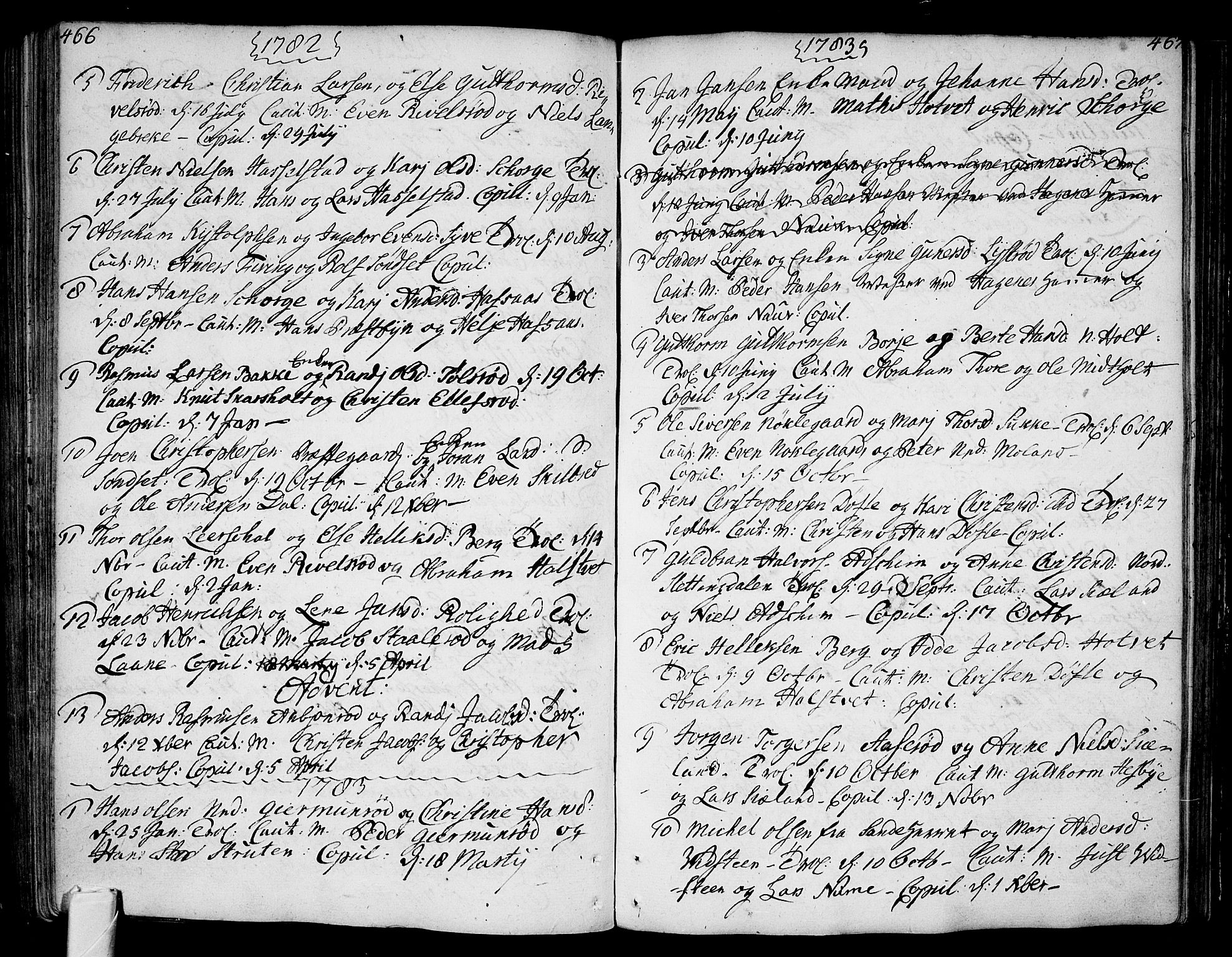 Andebu kirkebøker, AV/SAKO-A-336/F/Fa/L0002: Parish register (official) no. I 2, 1733-1802, p. 466-467