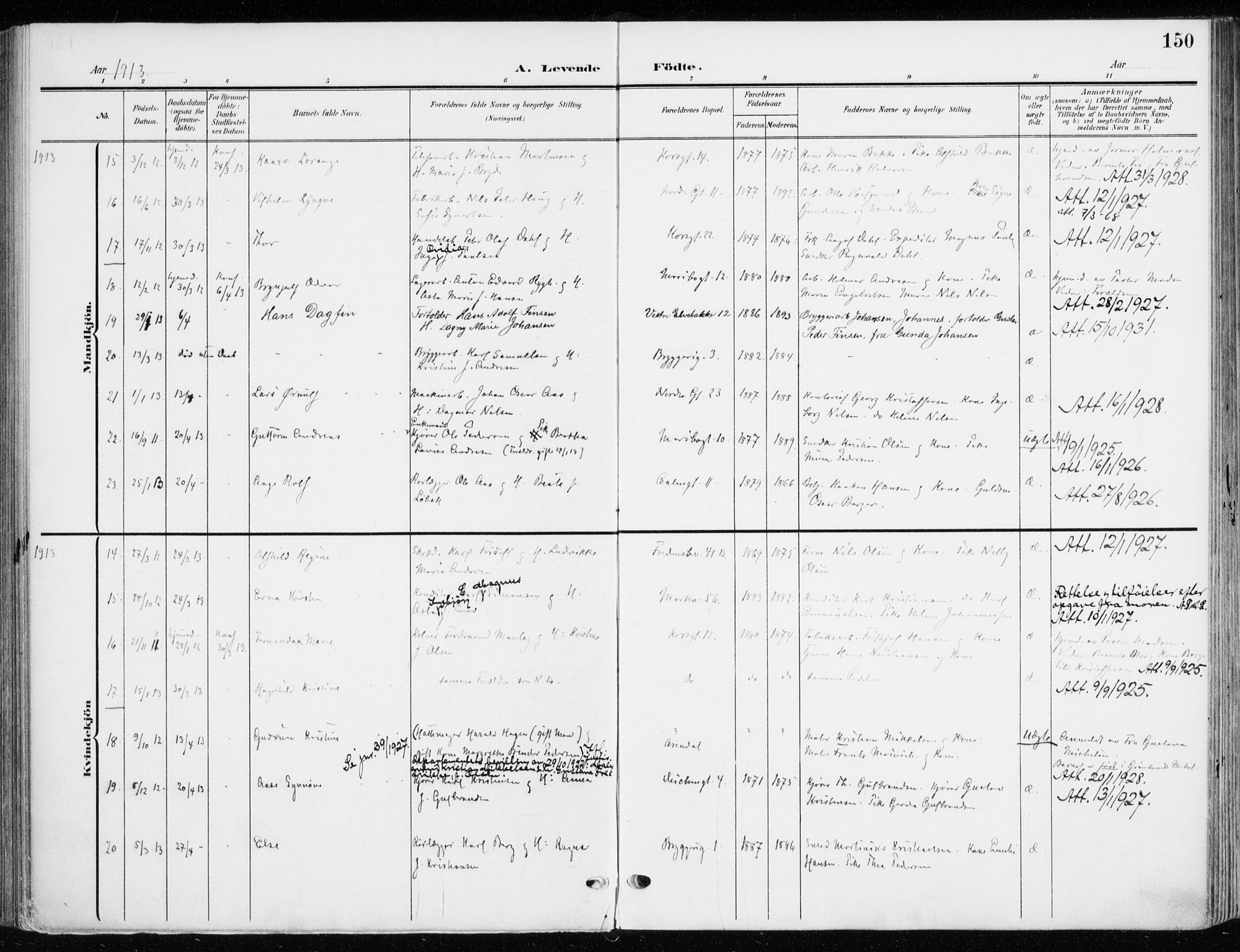 Jakob prestekontor Kirkebøker, AV/SAO-A-10850/F/Fa/L0005b: Parish register (official) no. 5b, 1904-1922, p. 150