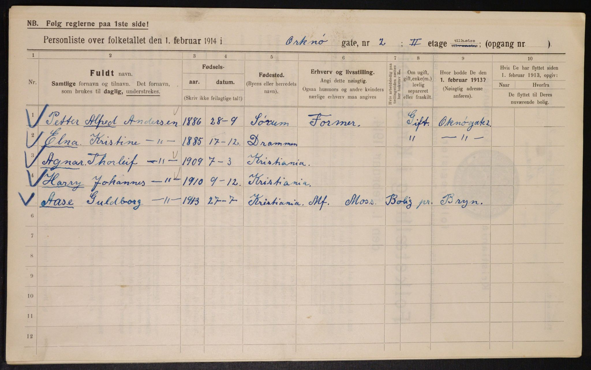 OBA, Municipal Census 1913 for Kristiania, 1913, p. 76031