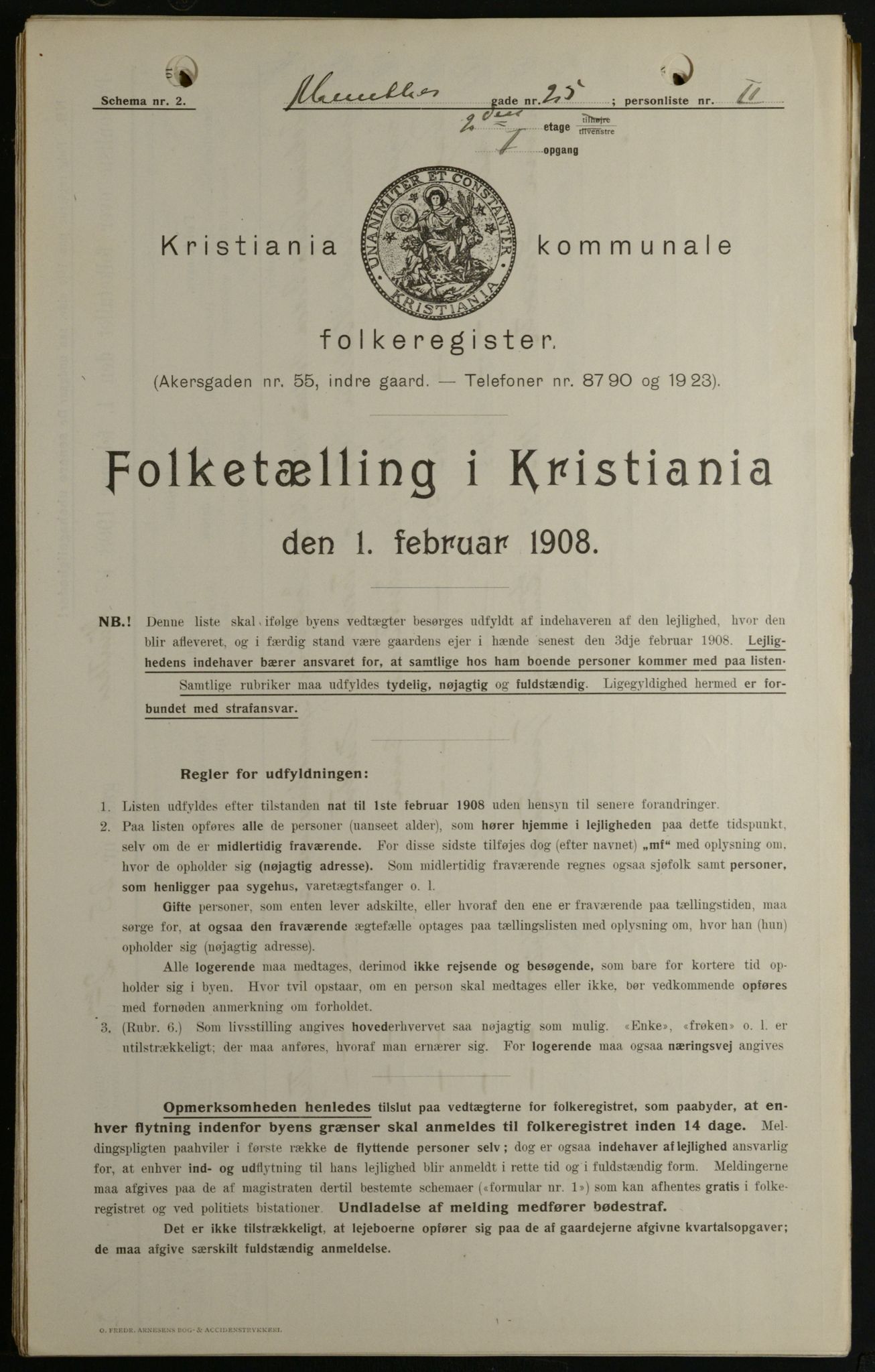 OBA, Municipal Census 1908 for Kristiania, 1908, p. 61017