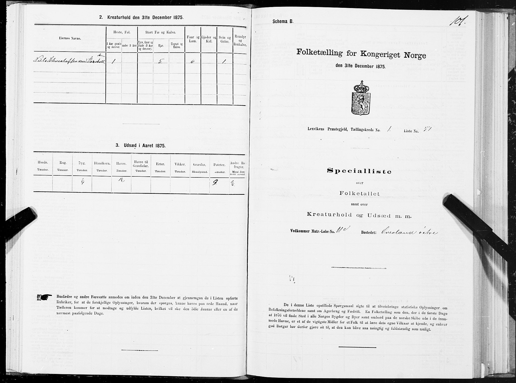 SAT, 1875 census for 1718P Leksvik, 1875, p. 1101