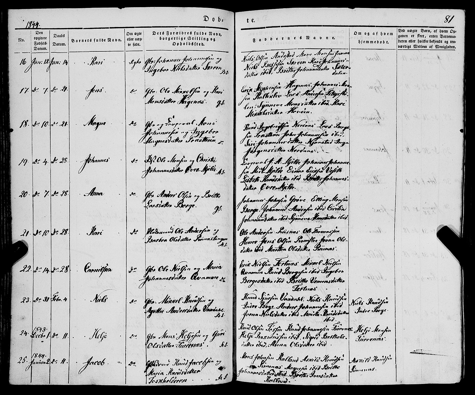 Haus sokneprestembete, AV/SAB-A-75601/H/Haa: Parish register (official) no. A 15, 1838-1847, p. 81