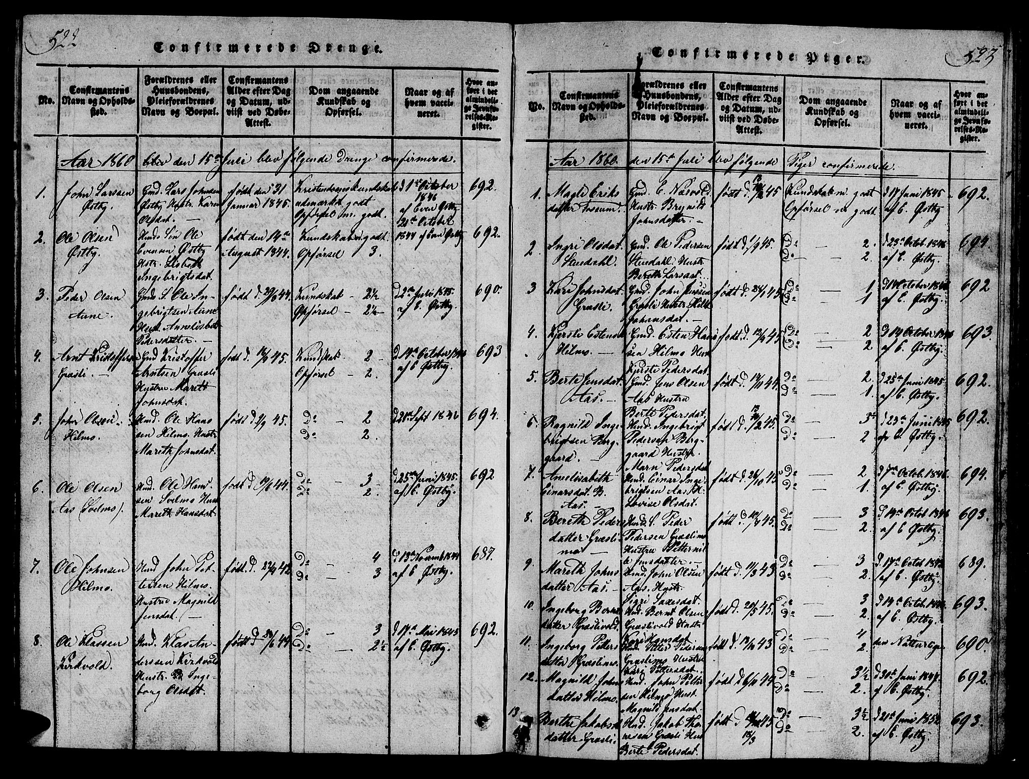 Ministerialprotokoller, klokkerbøker og fødselsregistre - Sør-Trøndelag, SAT/A-1456/698/L1164: Parish register (copy) no. 698C01, 1816-1861, p. 522-523