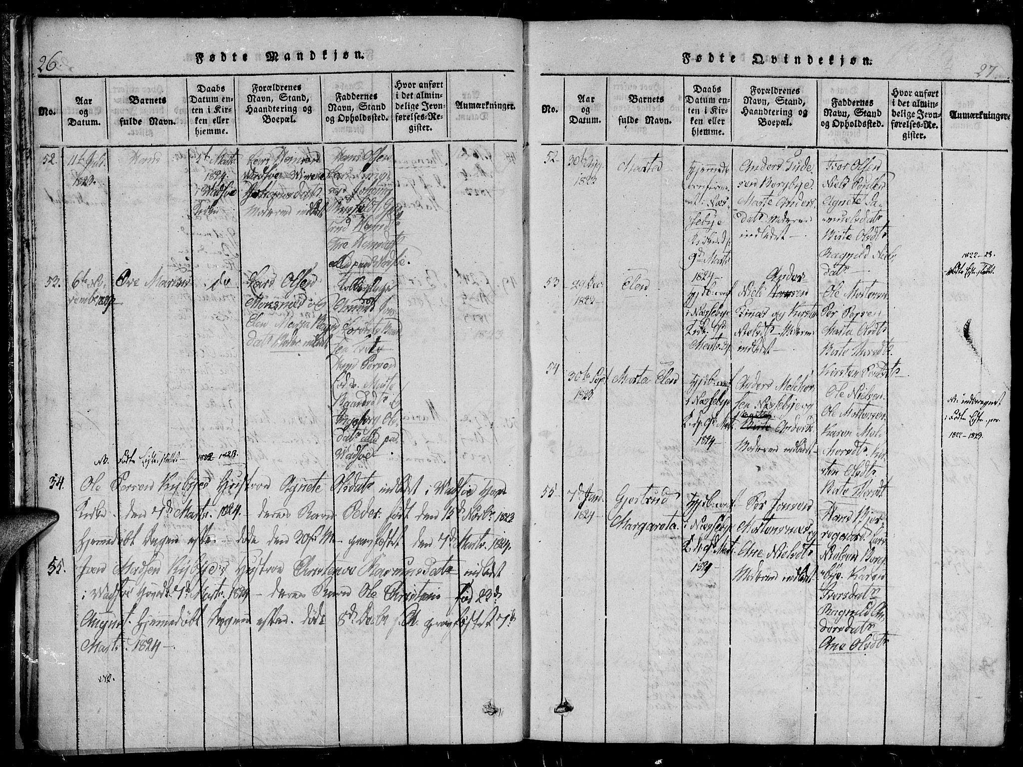 Vadsø sokneprestkontor, SATØ/S-1325/H/Ha/L0003kirke: Parish register (official) no. 3 /1, 1821-1839, p. 26-27