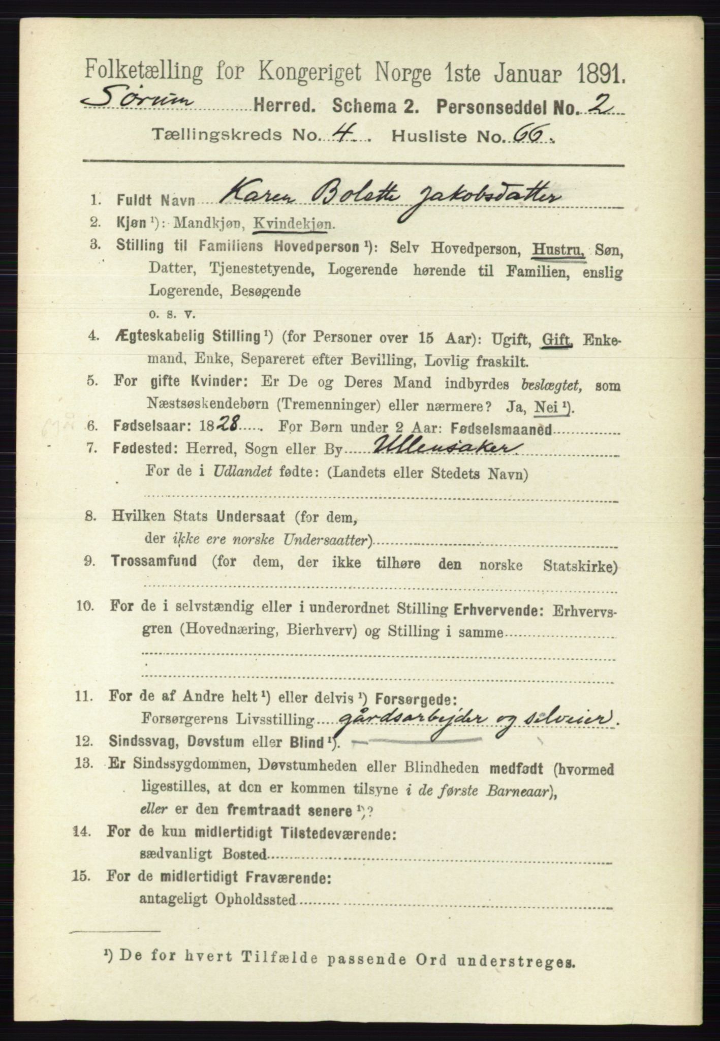 RA, 1891 census for 0226 Sørum, 1891, p. 2241