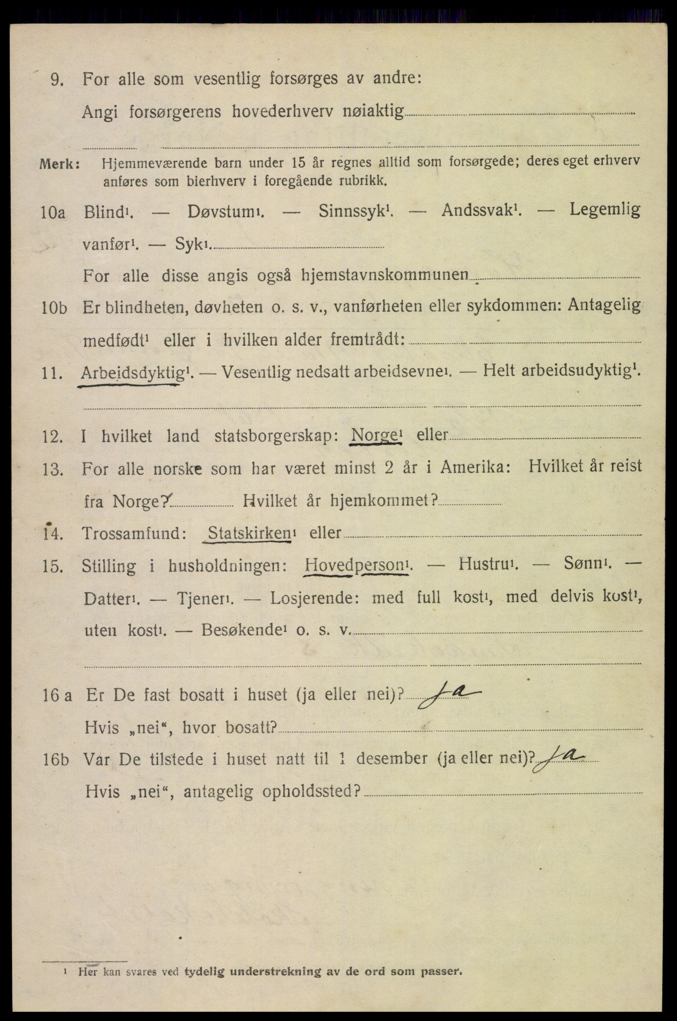 SAK, 1920 census for Høvåg, 1920, p. 1191