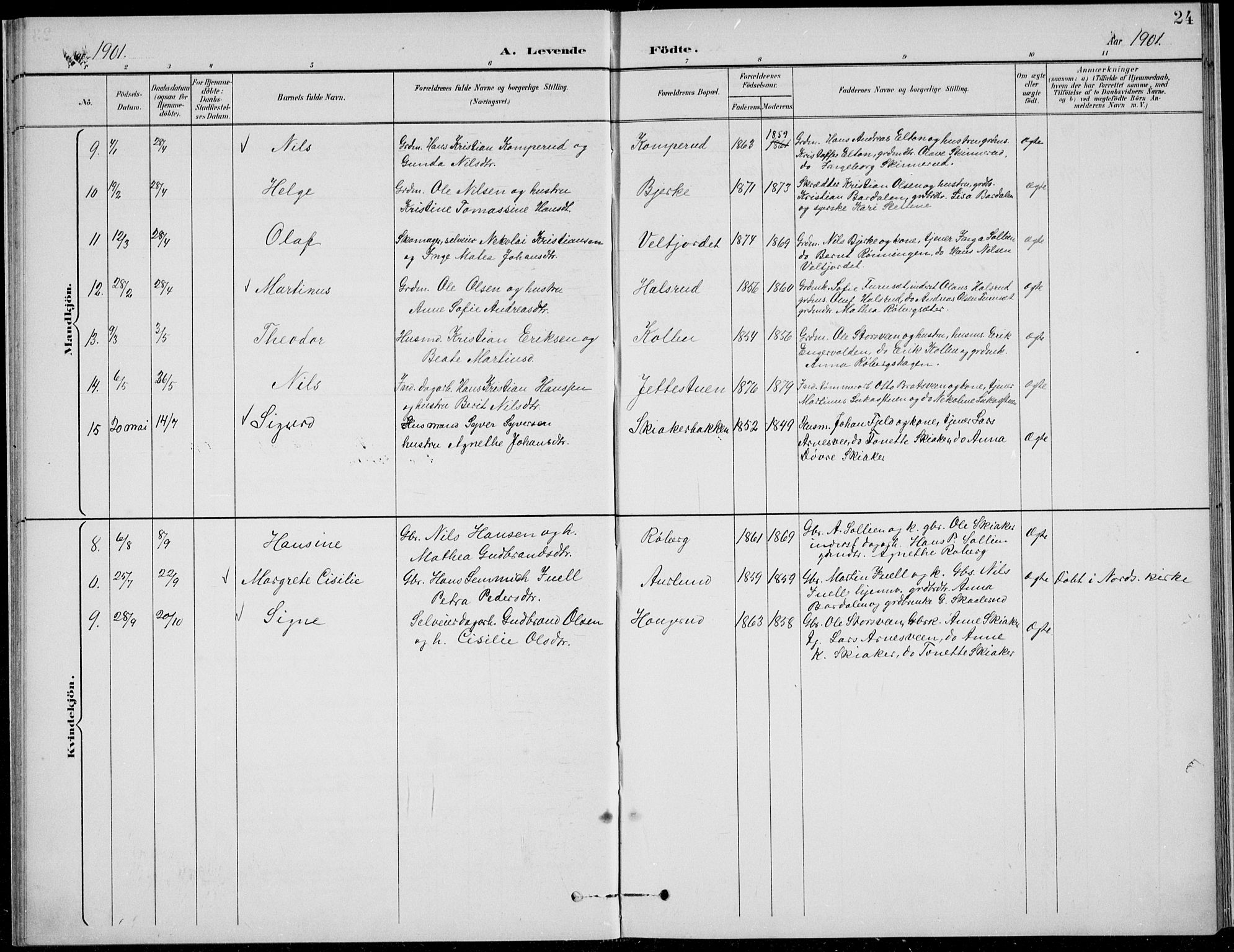 Nordre Land prestekontor, SAH/PREST-124/H/Ha/Hab/L0014: Parish register (copy) no. 14, 1891-1907, p. 24