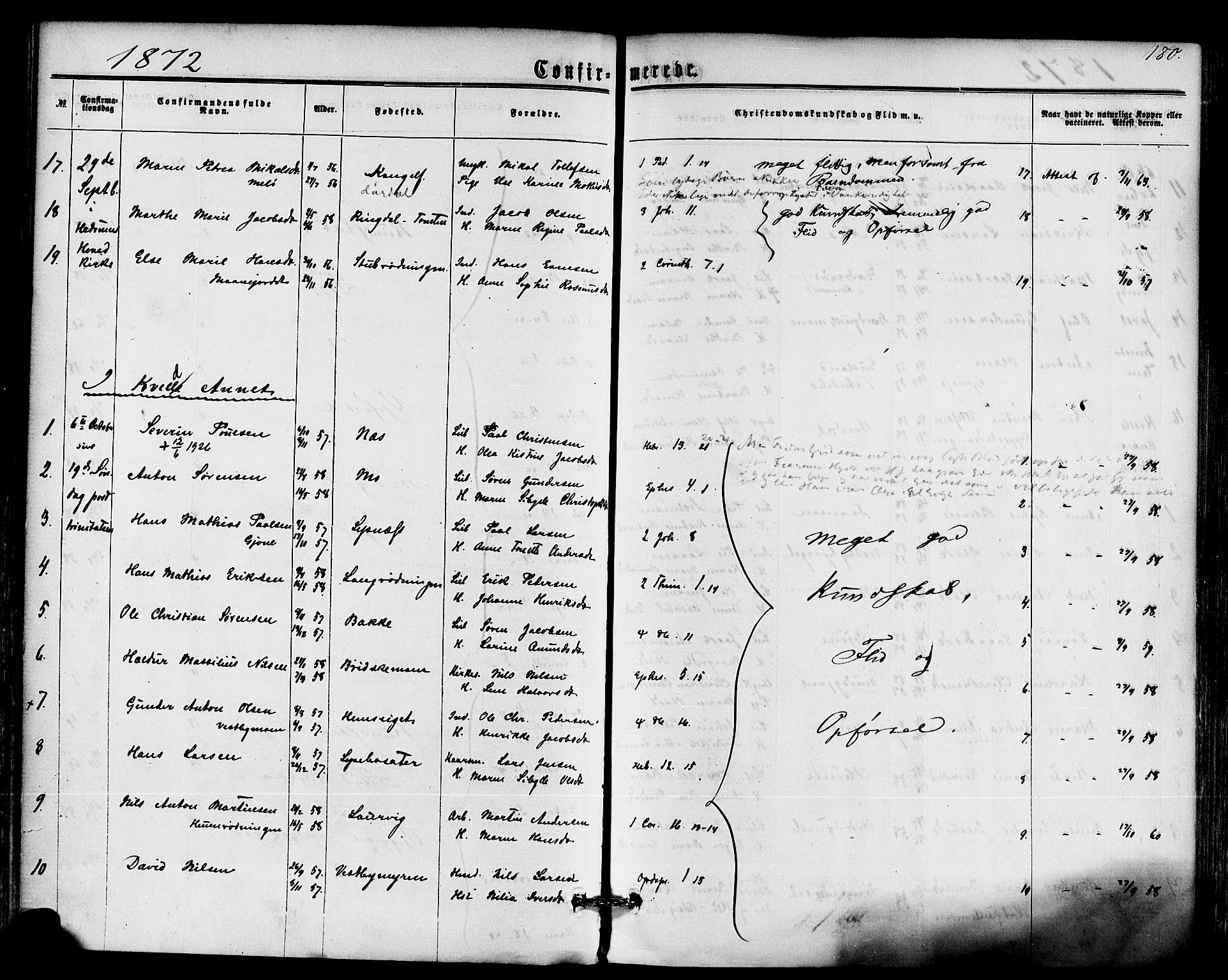 Hedrum kirkebøker, AV/SAKO-A-344/F/Fa/L0008: Parish register (official) no. I 8, 1869-1880, p. 180