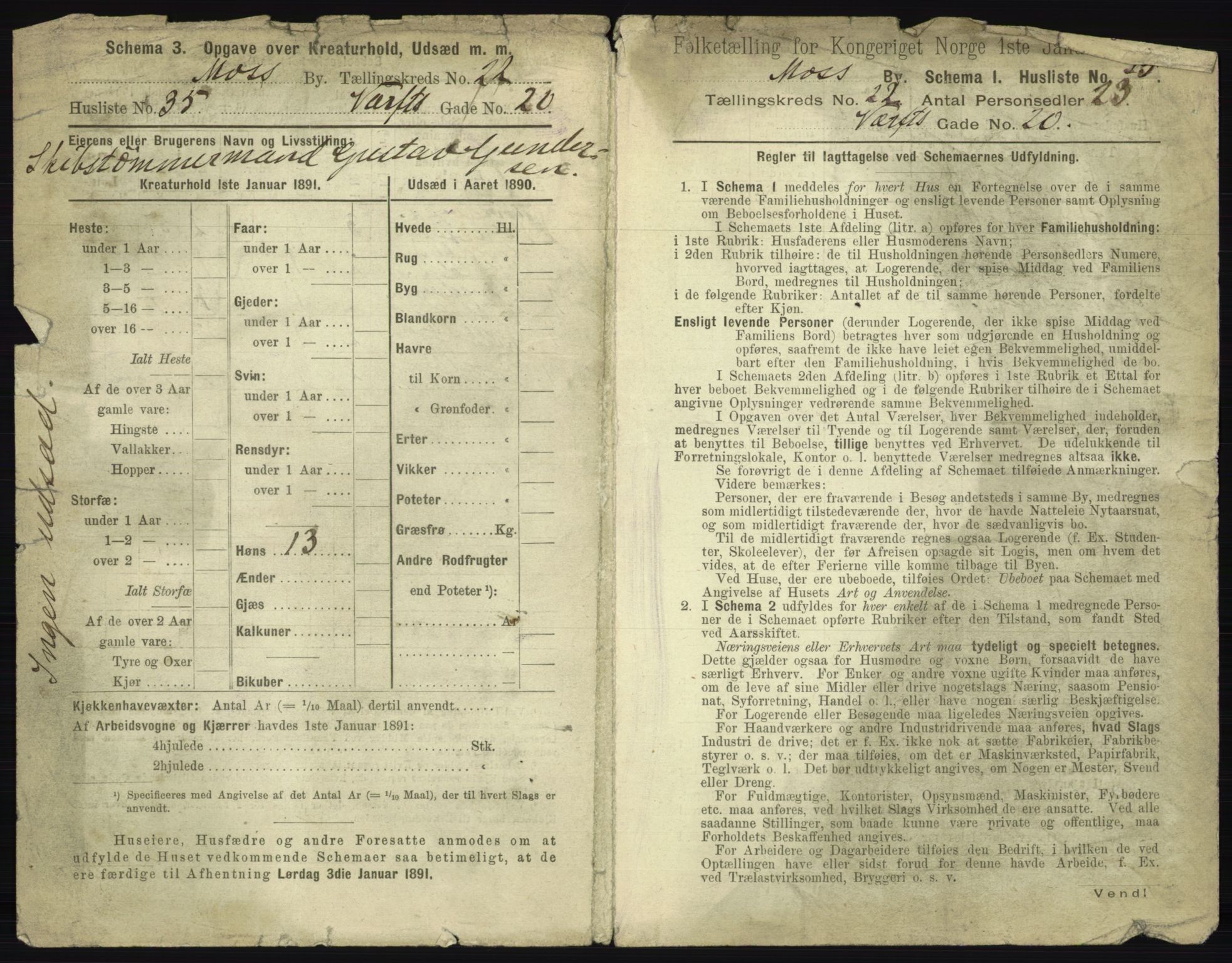 RA, 1891 census for 0104 Moss, 1891, p. 1394