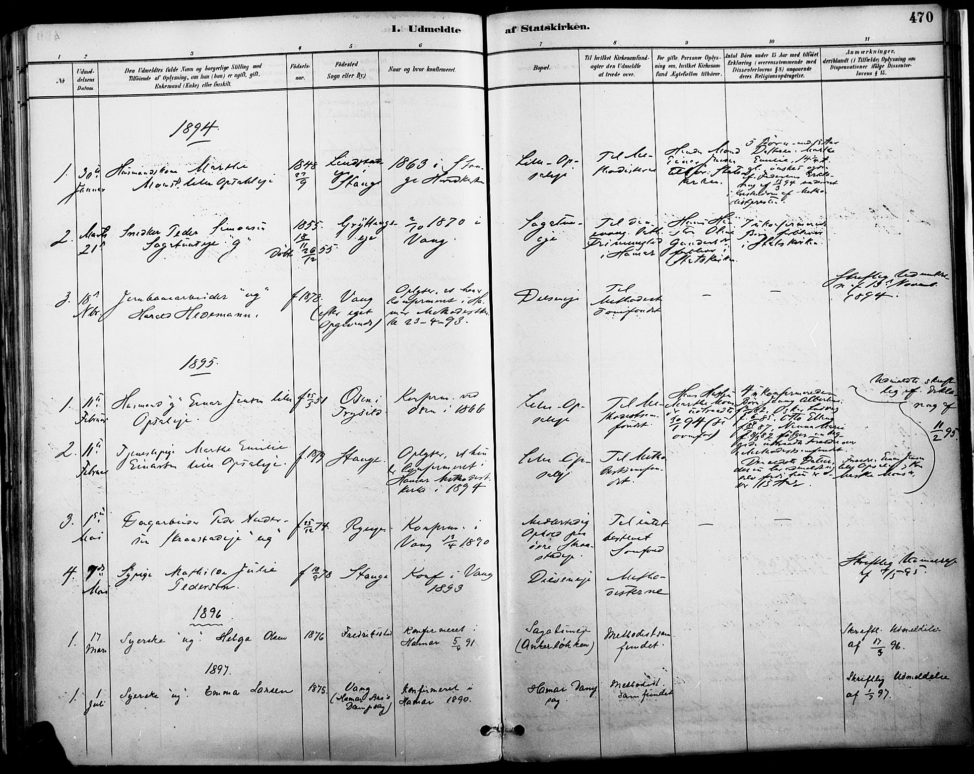 Vang prestekontor, Hedmark, SAH/PREST-008/H/Ha/Haa/L0019A: Parish register (official) no. 19, 1886-1900, p. 470