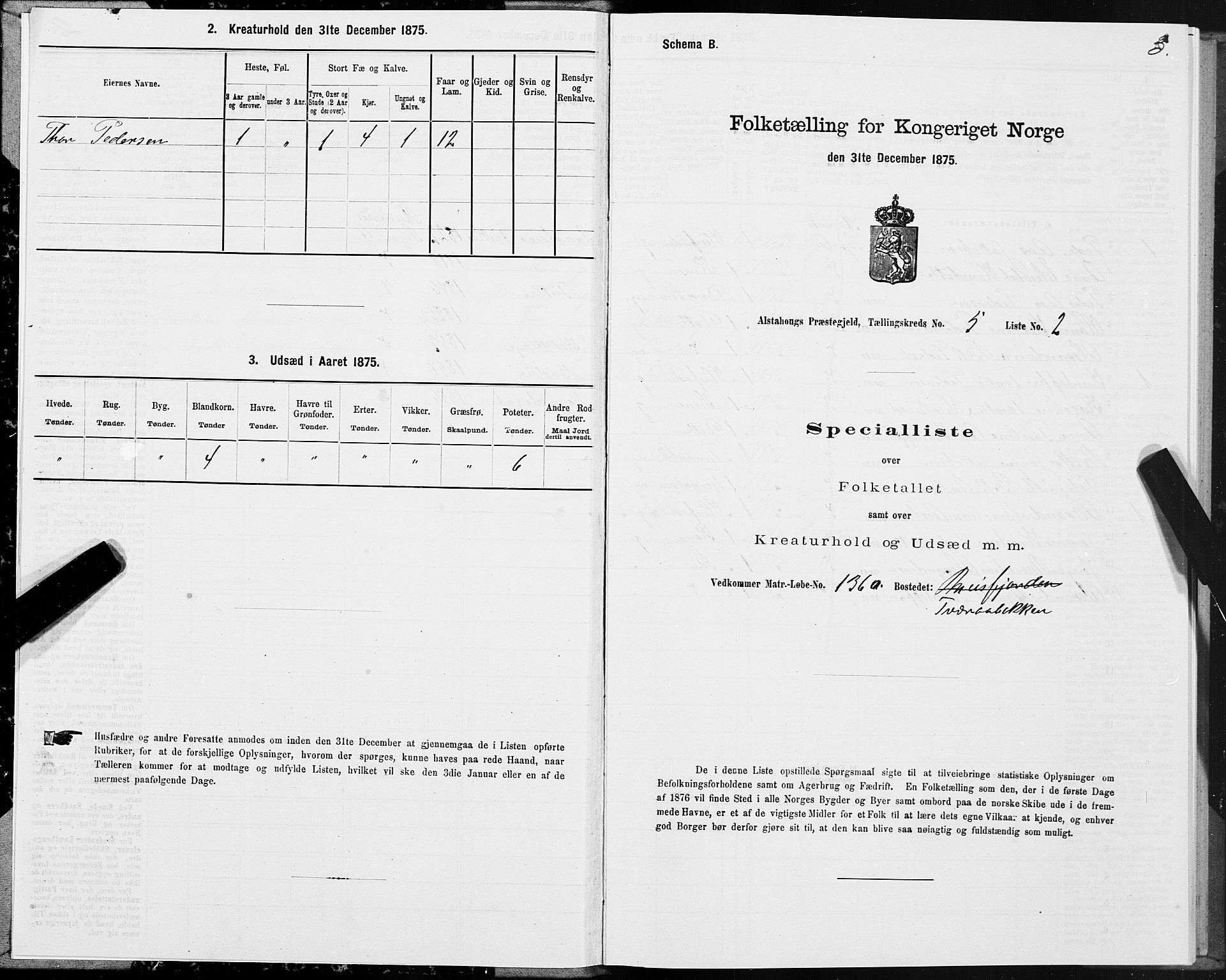 SAT, 1875 census for 1820P Alstahaug, 1875, p. 4003