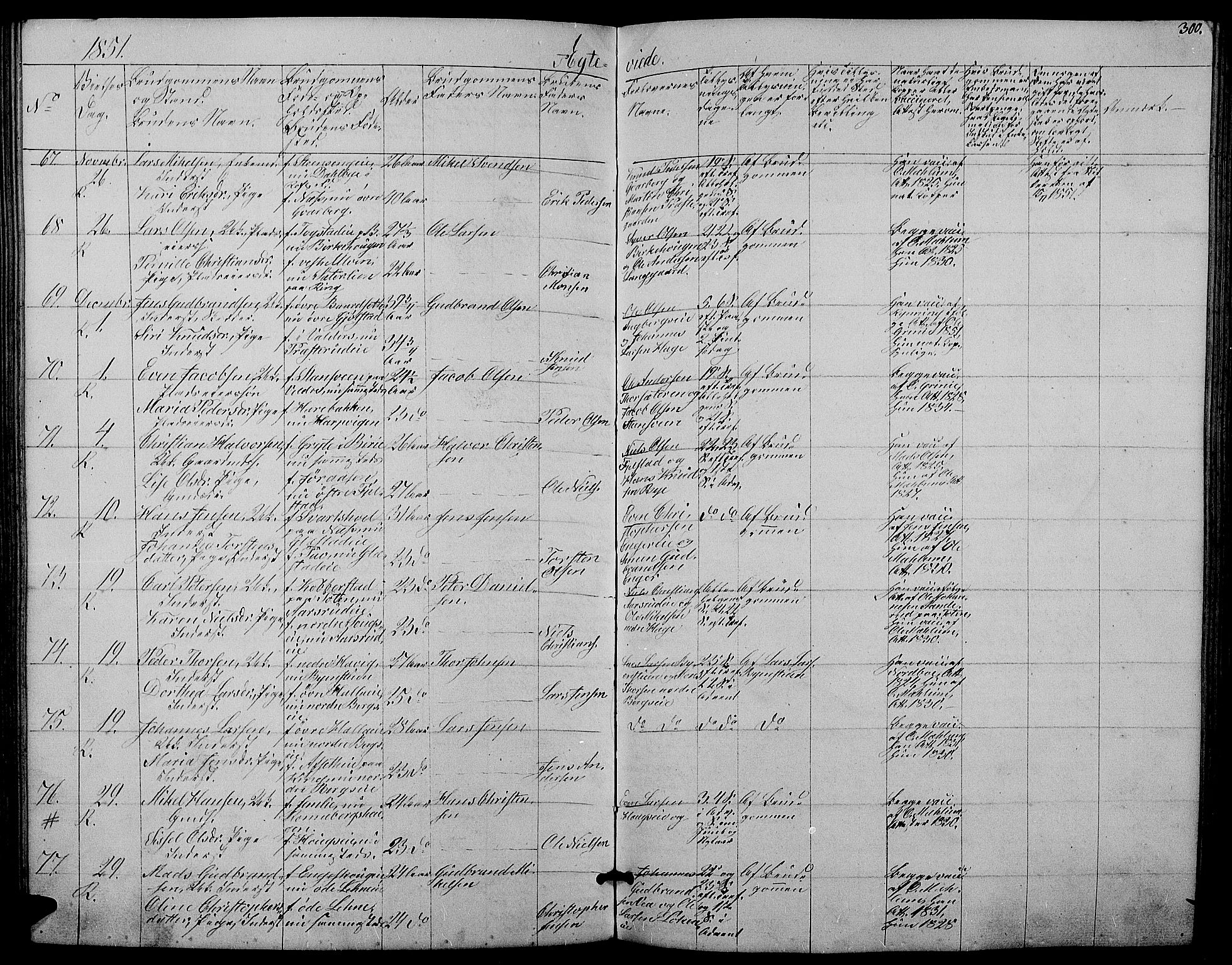 Ringsaker prestekontor, AV/SAH-PREST-014/L/La/L0006: Parish register (copy) no. 6, 1851-1860, p. 300