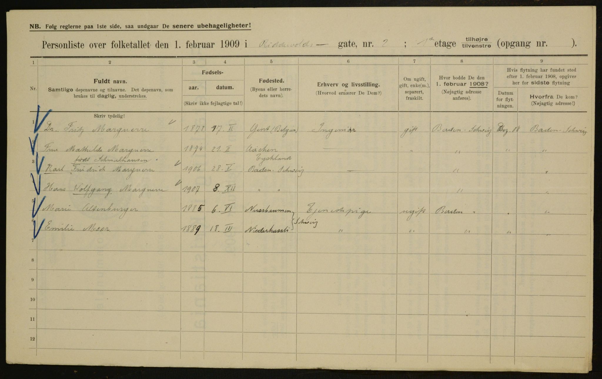 OBA, Municipal Census 1909 for Kristiania, 1909, p. 75282