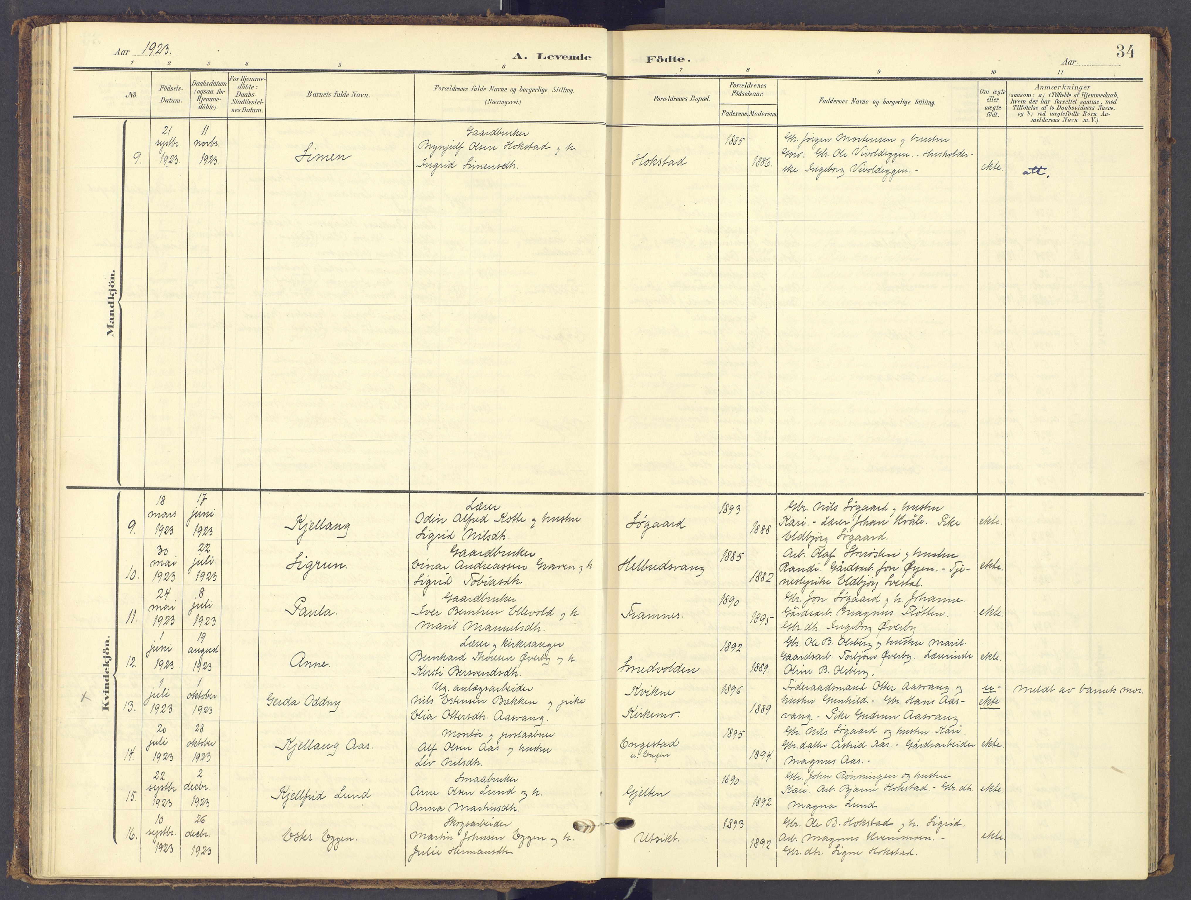 Tynset prestekontor, AV/SAH-PREST-058/H/Ha/Haa/L0028: Parish register (official) no. 28, 1902-1929, p. 34