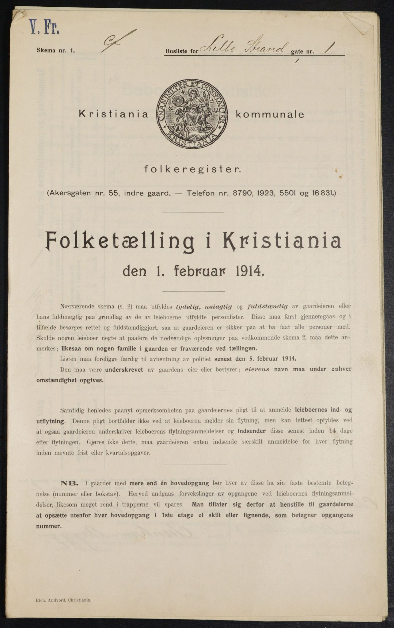 OBA, Municipal Census 1914 for Kristiania, 1914, p. 57488