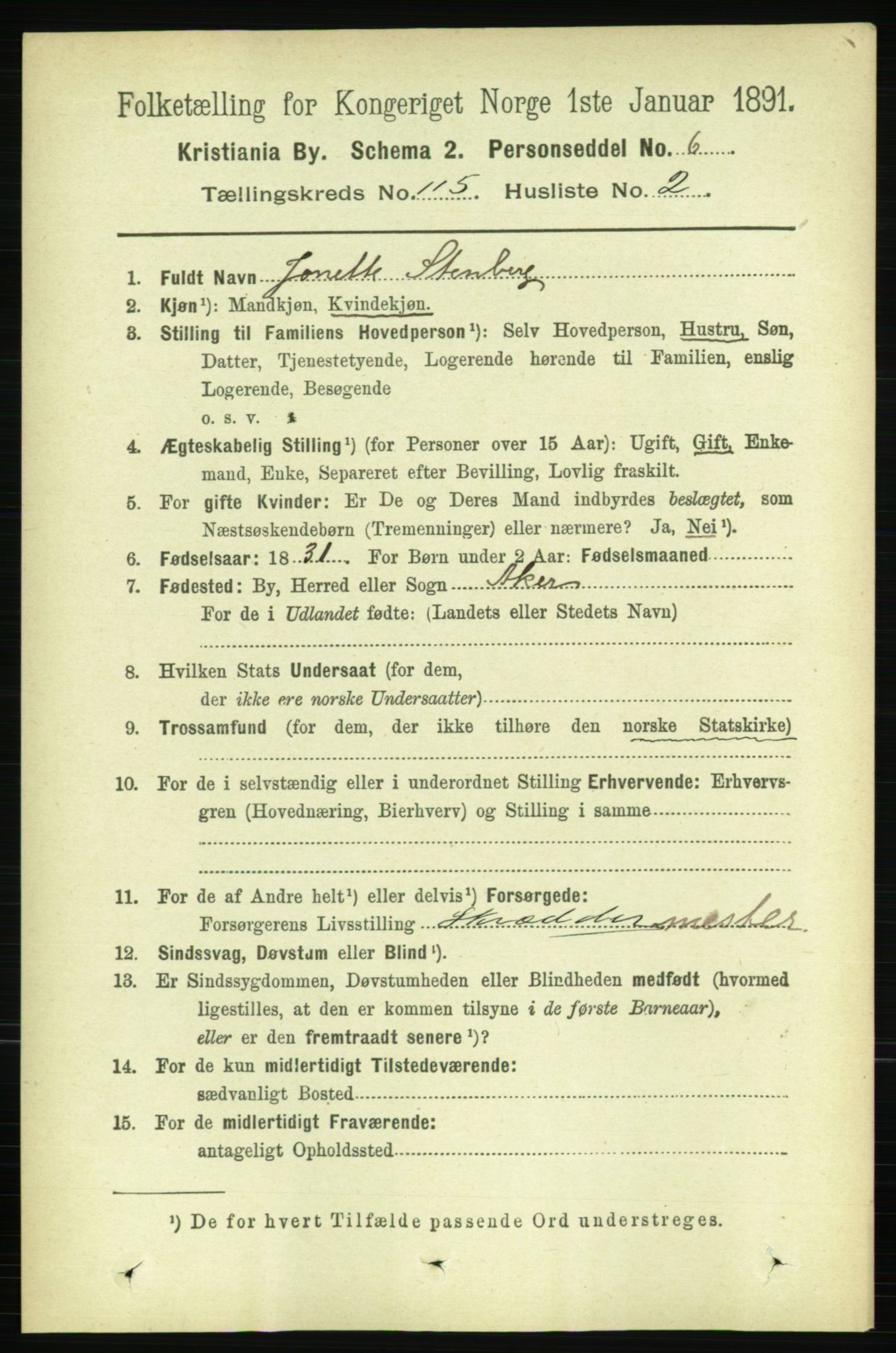 RA, 1891 census for 0301 Kristiania, 1891, p. 61663