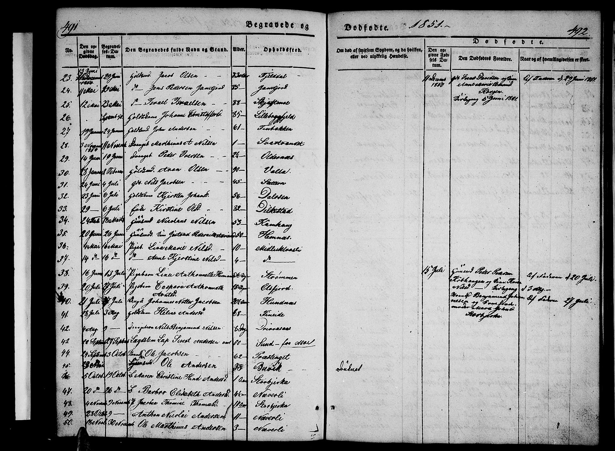 Ministerialprotokoller, klokkerbøker og fødselsregistre - Nordland, AV/SAT-A-1459/825/L0364: Parish register (copy) no. 825C01, 1841-1863, p. 491-492