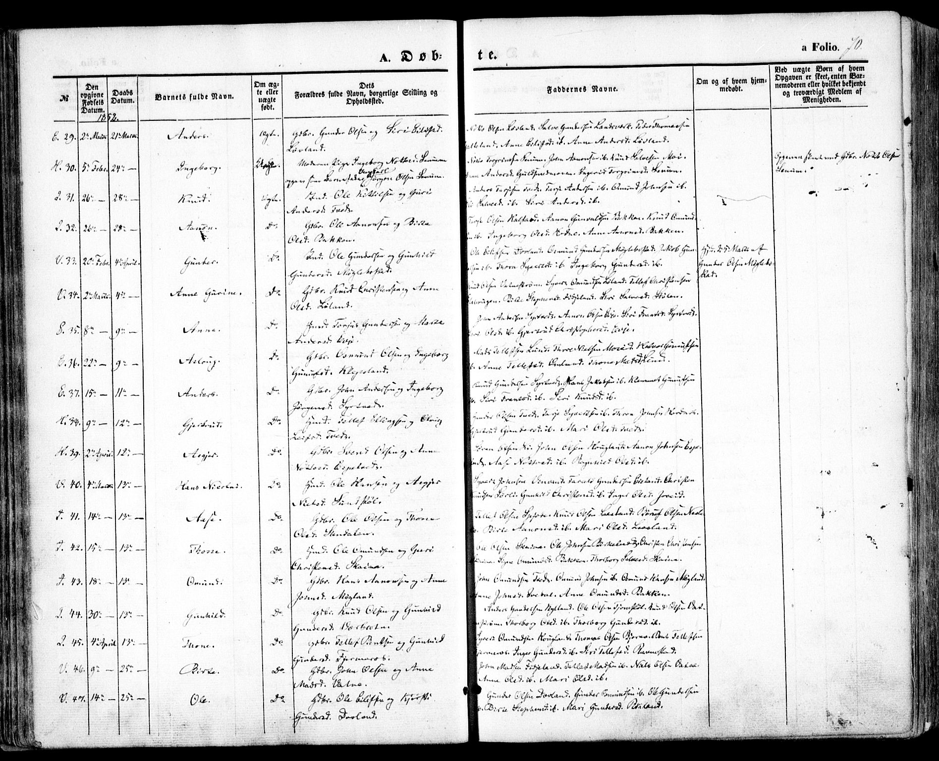 Evje sokneprestkontor, SAK/1111-0008/F/Fa/Faa/L0005: Parish register (official) no. A 5, 1843-1865, p. 70