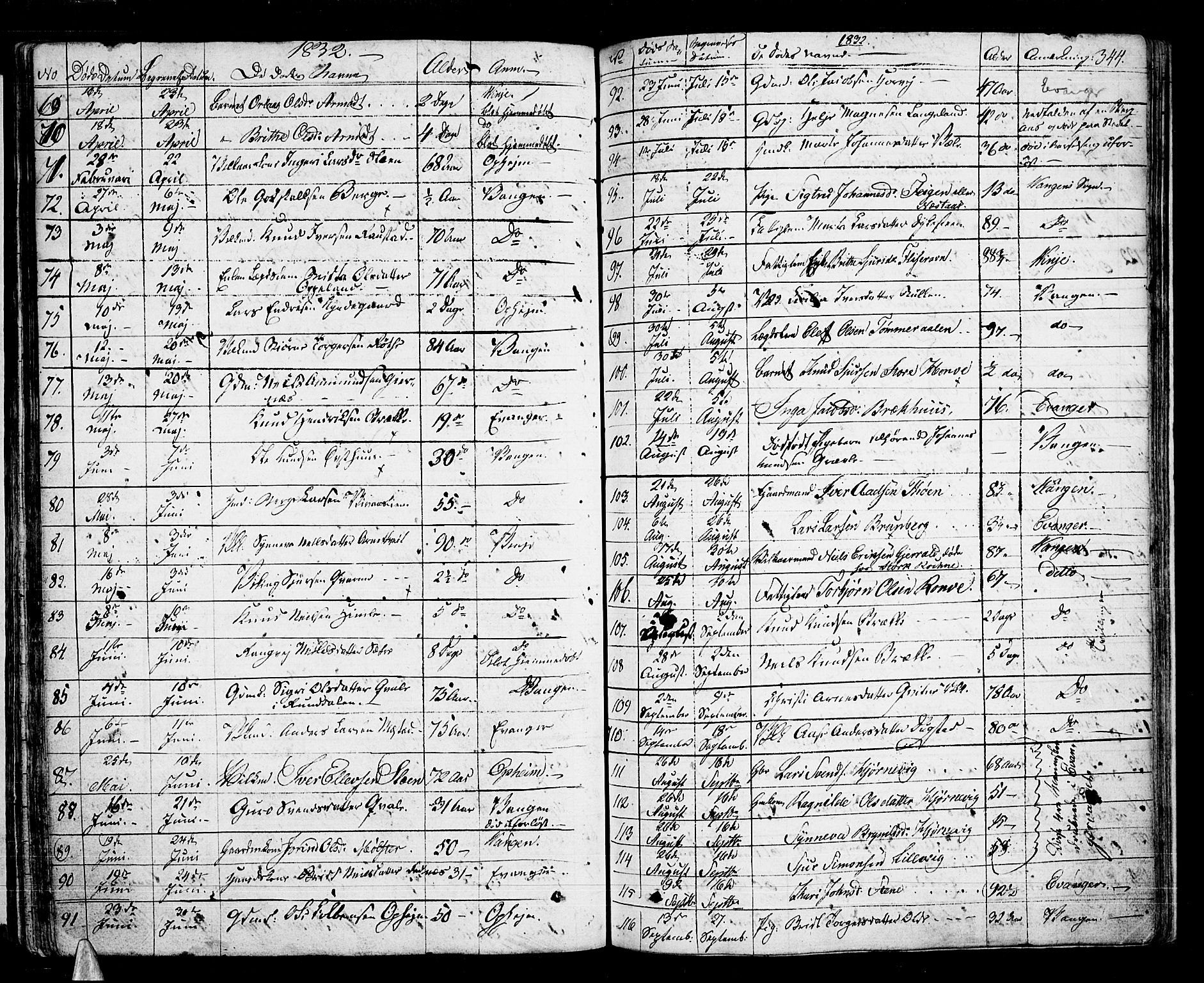 Voss sokneprestembete, SAB/A-79001/H/Haa: Parish register (official) no. A 12, 1823-1837, p. 344