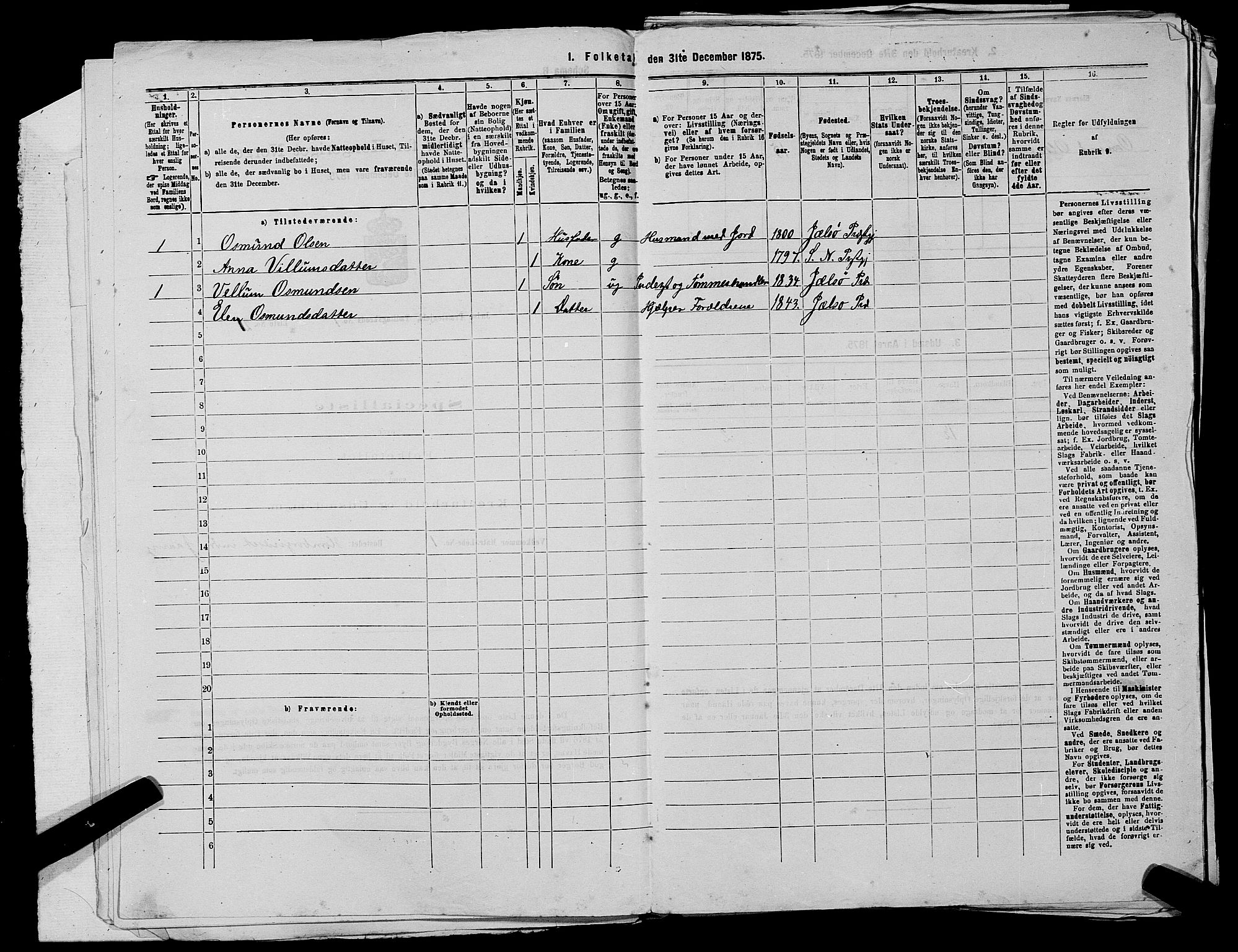 SAST, 1875 census for 1138P Jelsa, 1875, p. 46