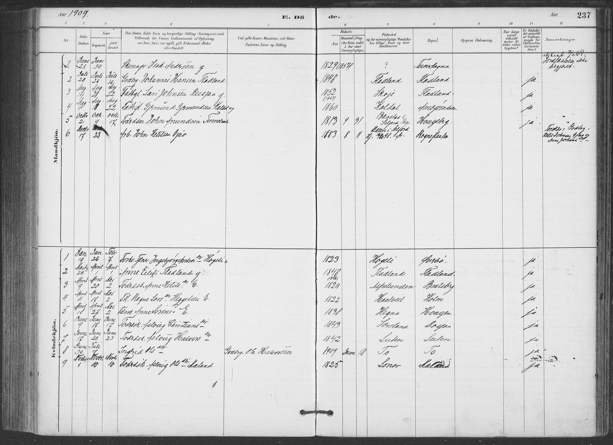 Hjartdal kirkebøker, SAKO/A-270/F/Fa/L0010: Parish register (official) no. I 10, 1880-1929, p. 237