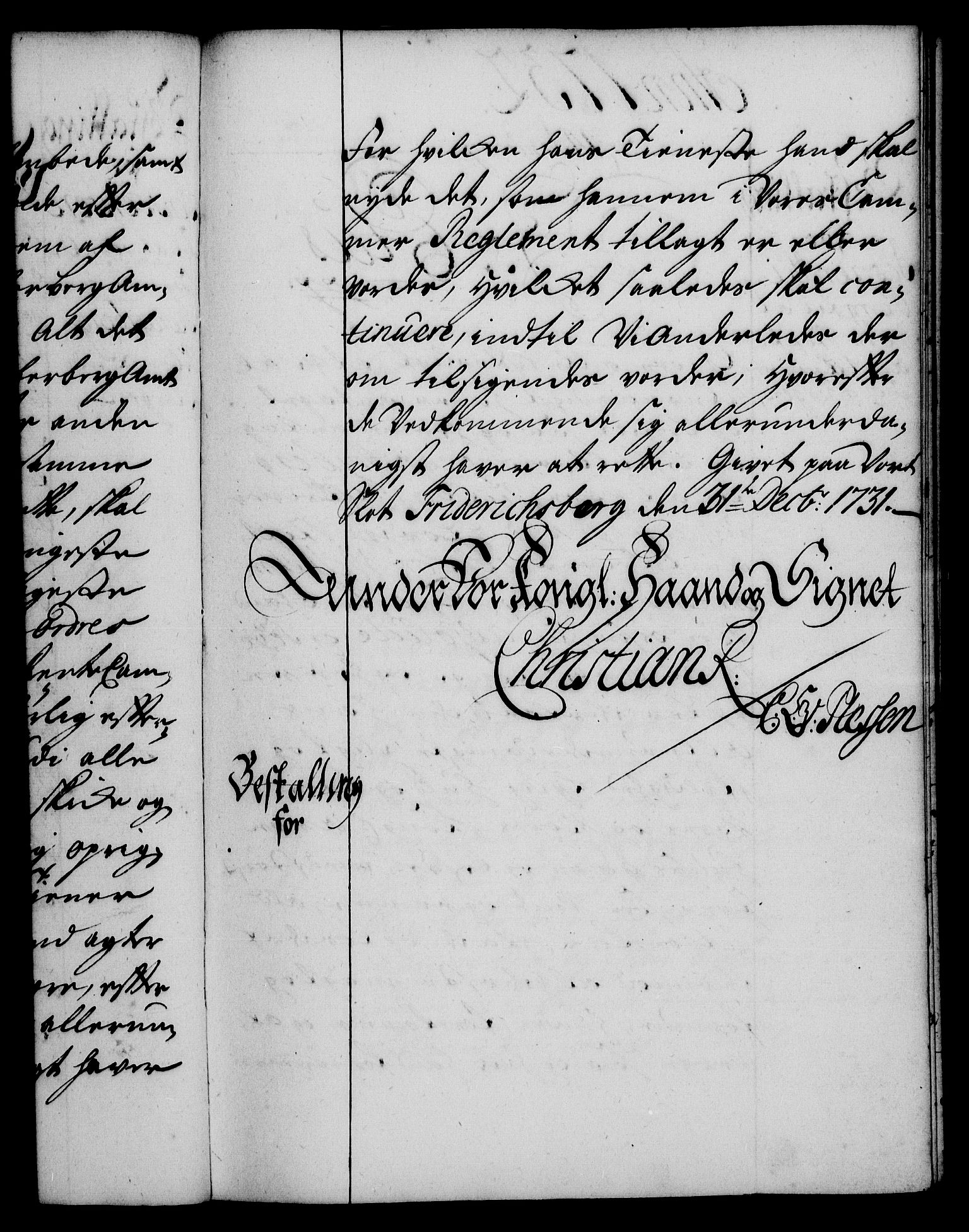 Rentekammeret, Kammerkanselliet, RA/EA-3111/G/Gg/Gge/L0002: Norsk bestallingsprotokoll med register (merket RK 53.26), 1730-1744, p. 77