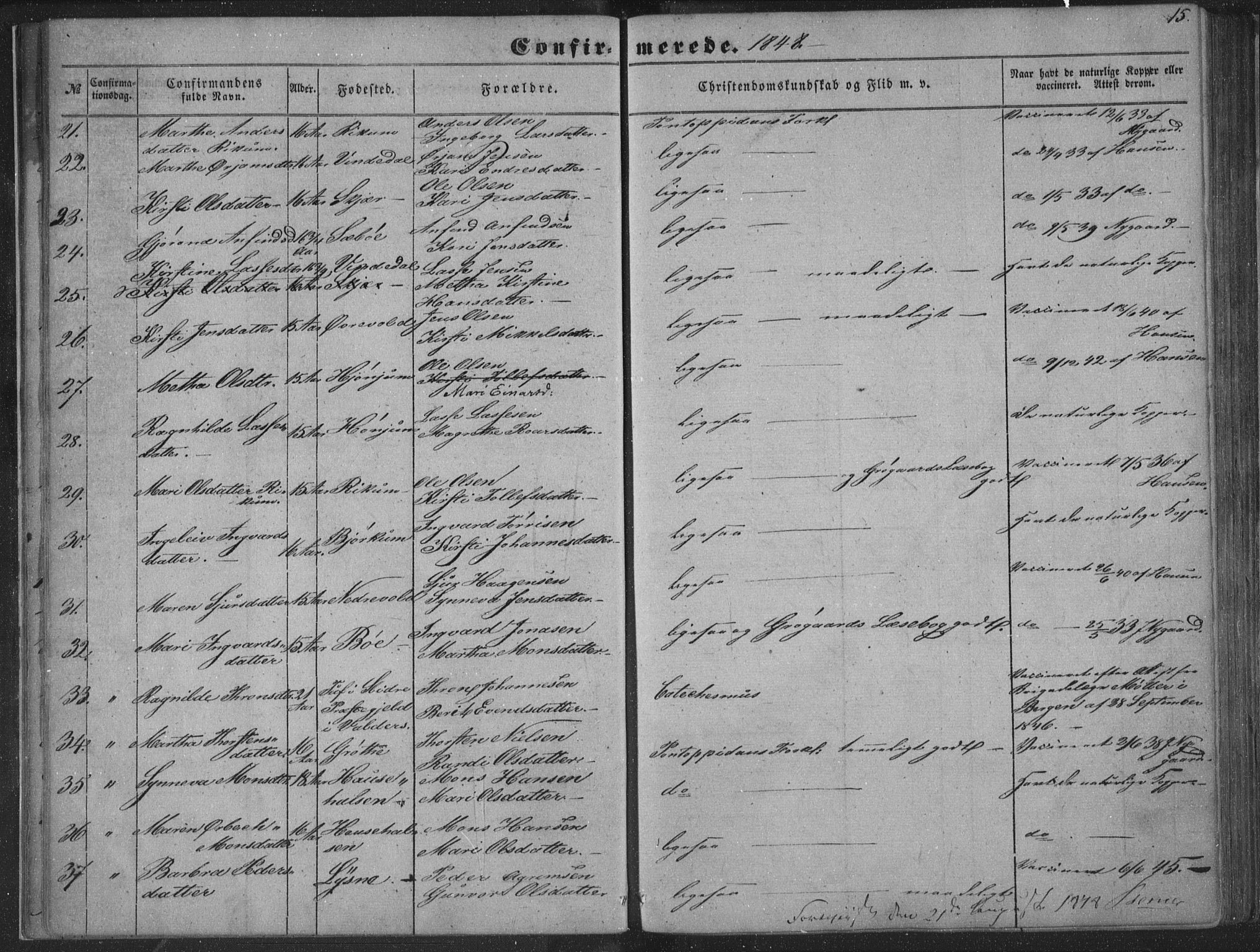 Lærdal sokneprestembete, AV/SAB-A-81201: Parish register (official) no. A 13, 1847-1864, p. 15