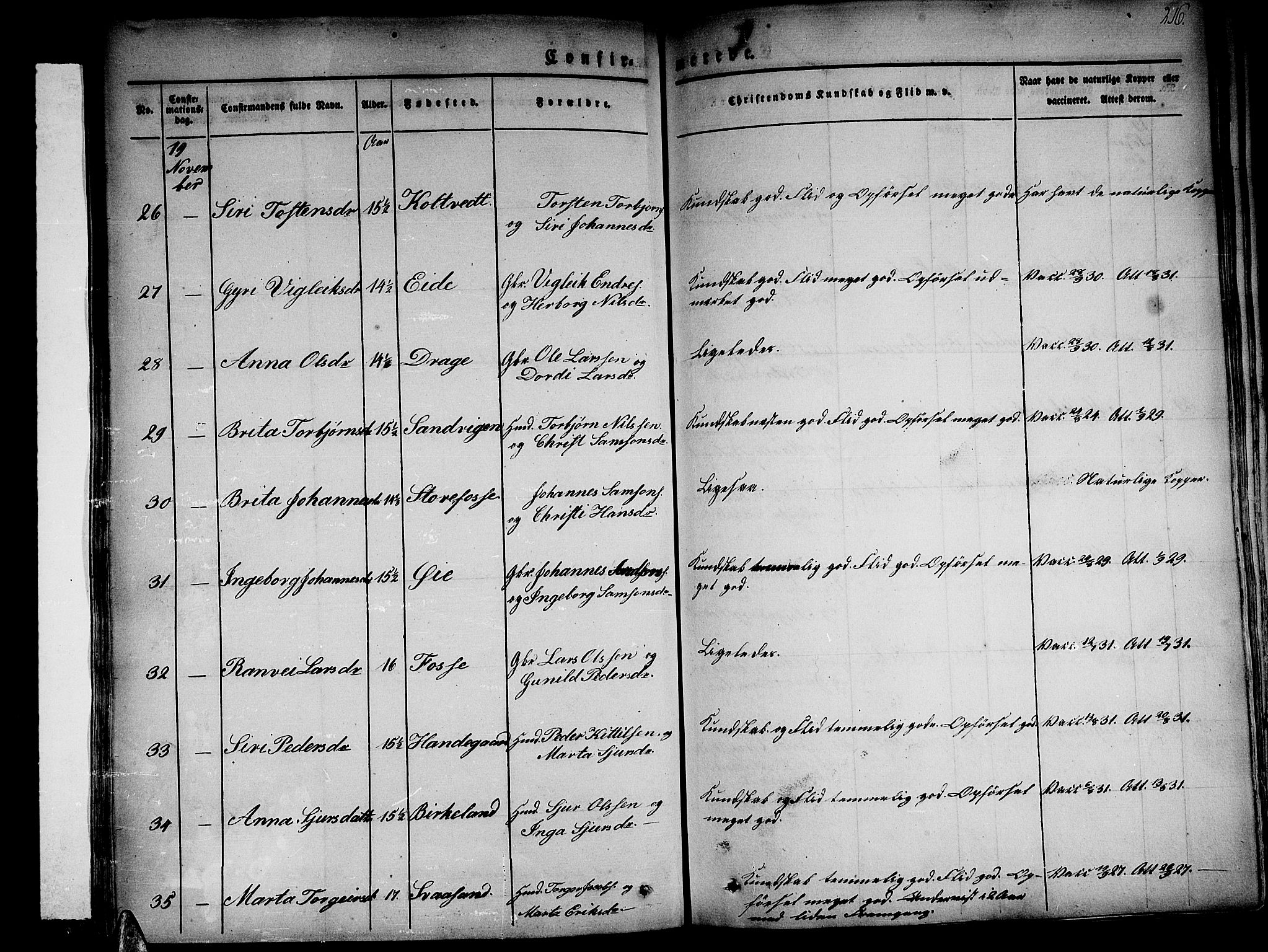 Strandebarm sokneprestembete, AV/SAB-A-78401/H/Haa: Parish register (official) no. A 6, 1826-1843, p. 216