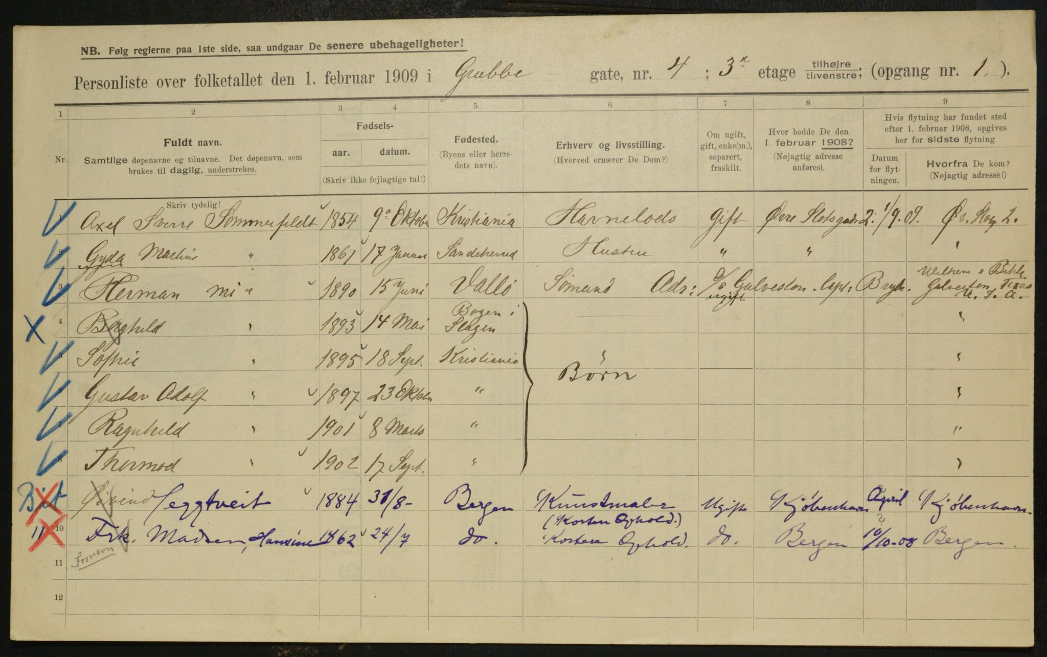 OBA, Municipal Census 1909 for Kristiania, 1909, p. 27467