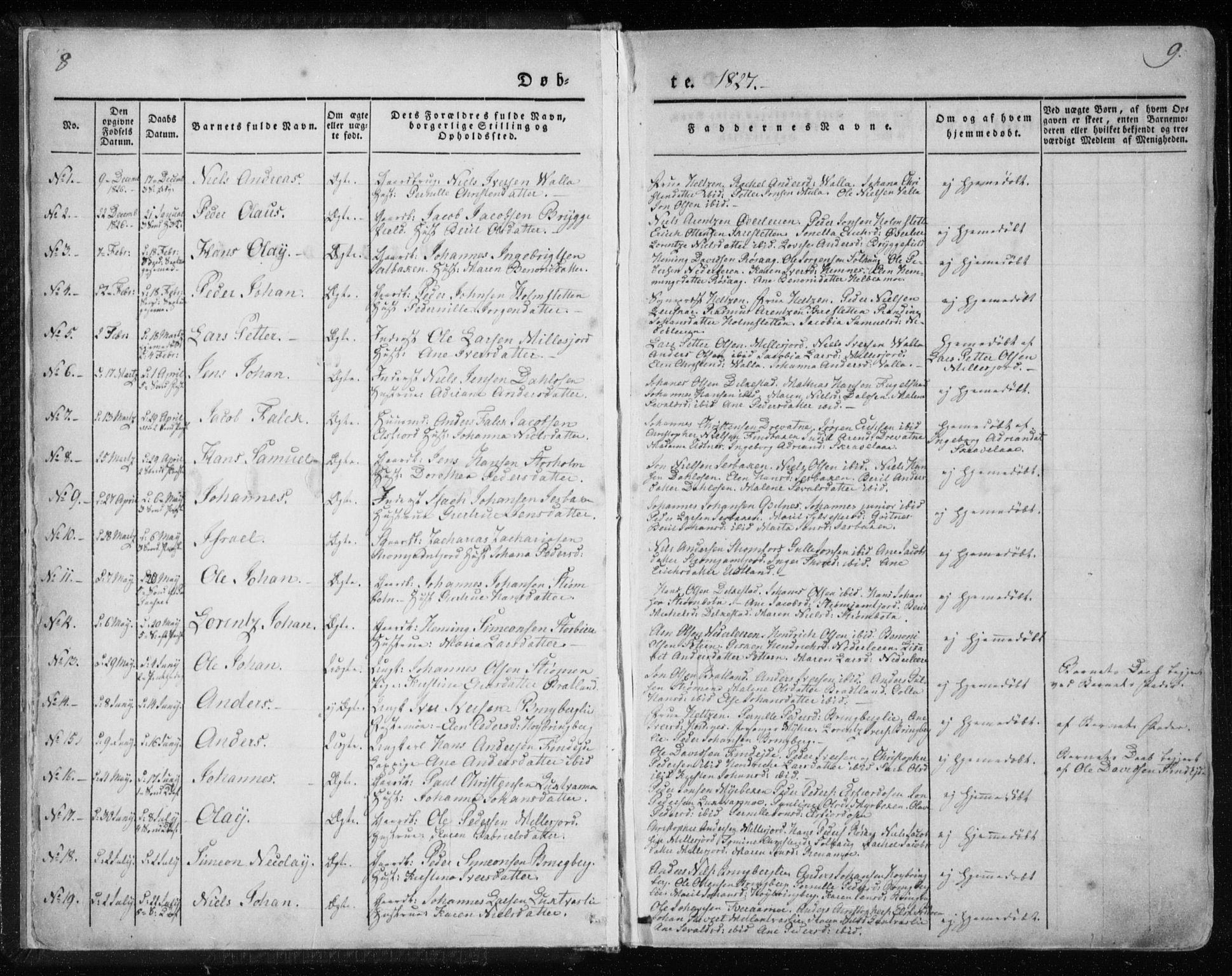 Ministerialprotokoller, klokkerbøker og fødselsregistre - Nordland, SAT/A-1459/825/L0354: Parish register (official) no. 825A08, 1826-1841, p. 8-9