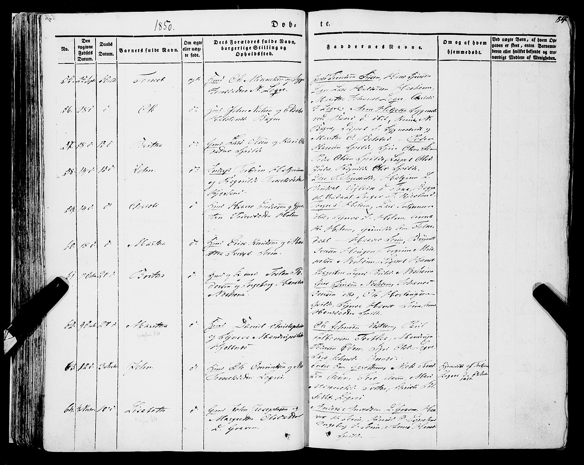 Ulvik sokneprestembete, AV/SAB-A-78801/H/Haa: Parish register (official) no. A 12, 1839-1853, p. 84