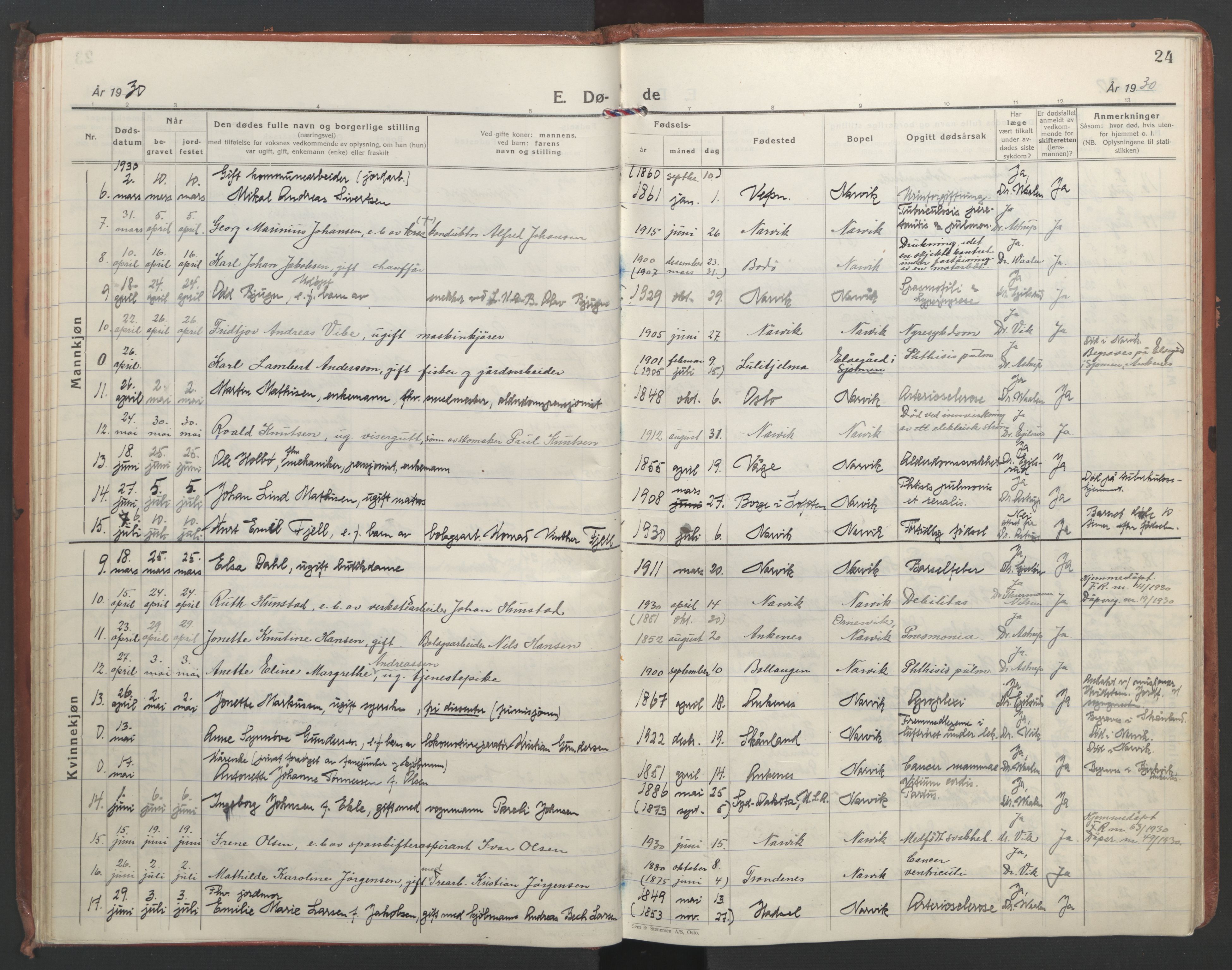 Ministerialprotokoller, klokkerbøker og fødselsregistre - Nordland, SAT/A-1459/871/L1005: Parish register (official) no. 871A21, 1926-1940, p. 24