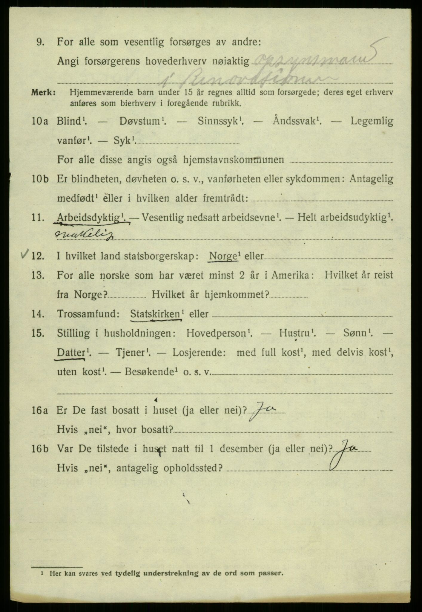 SAB, 1920 census for Bergen, 1920, p. 193067