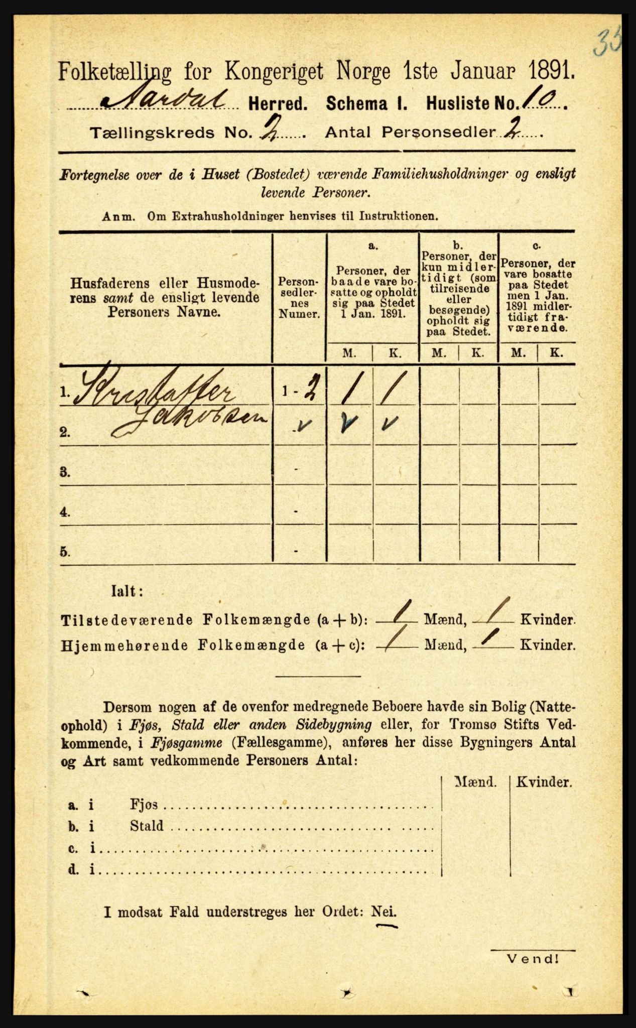 RA, 1891 census for 1424 Årdal, 1891, p. 136