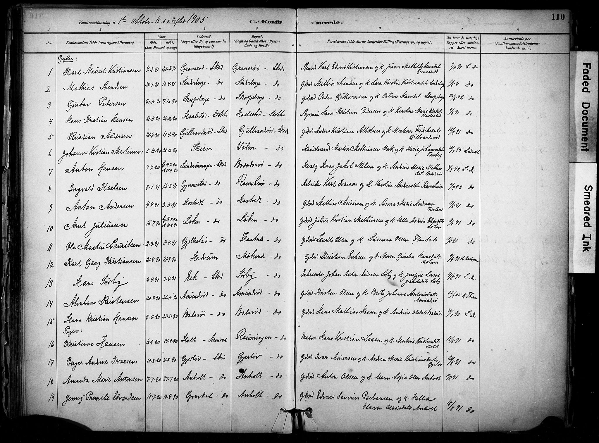 Stokke kirkebøker, AV/SAKO-A-320/F/Fb/L0001: Parish register (official) no. II 1, 1884-1910, p. 110