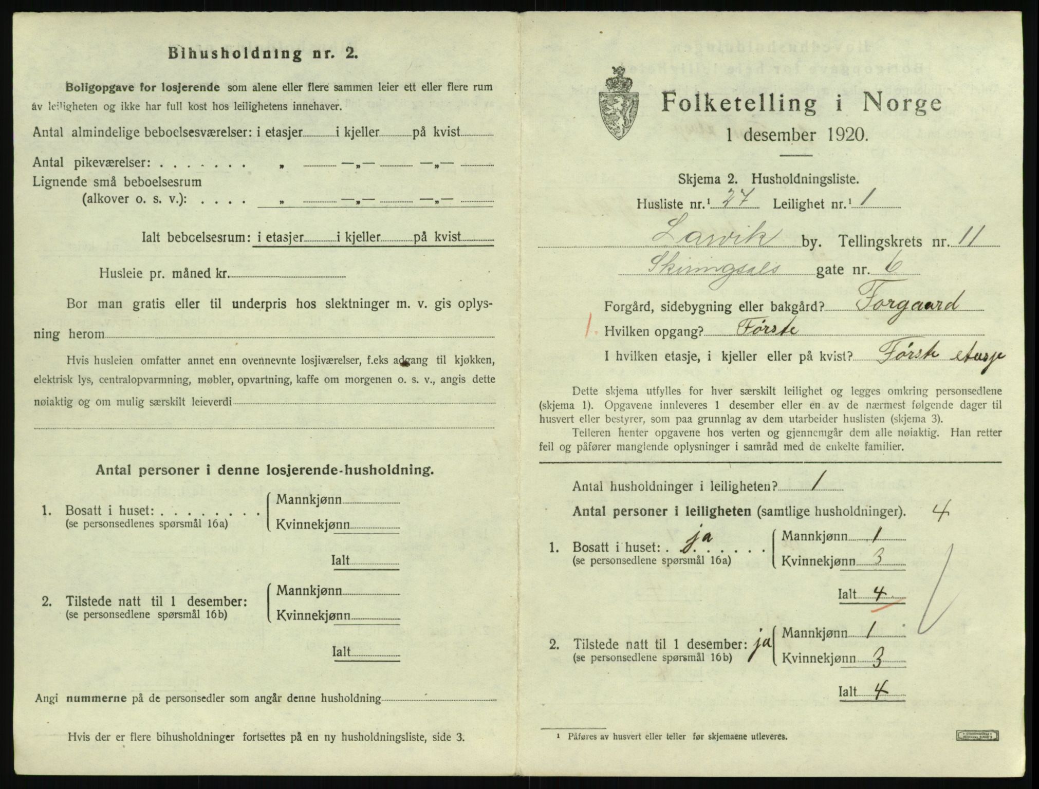 SAKO, 1920 census for Larvik, 1920, p. 7992