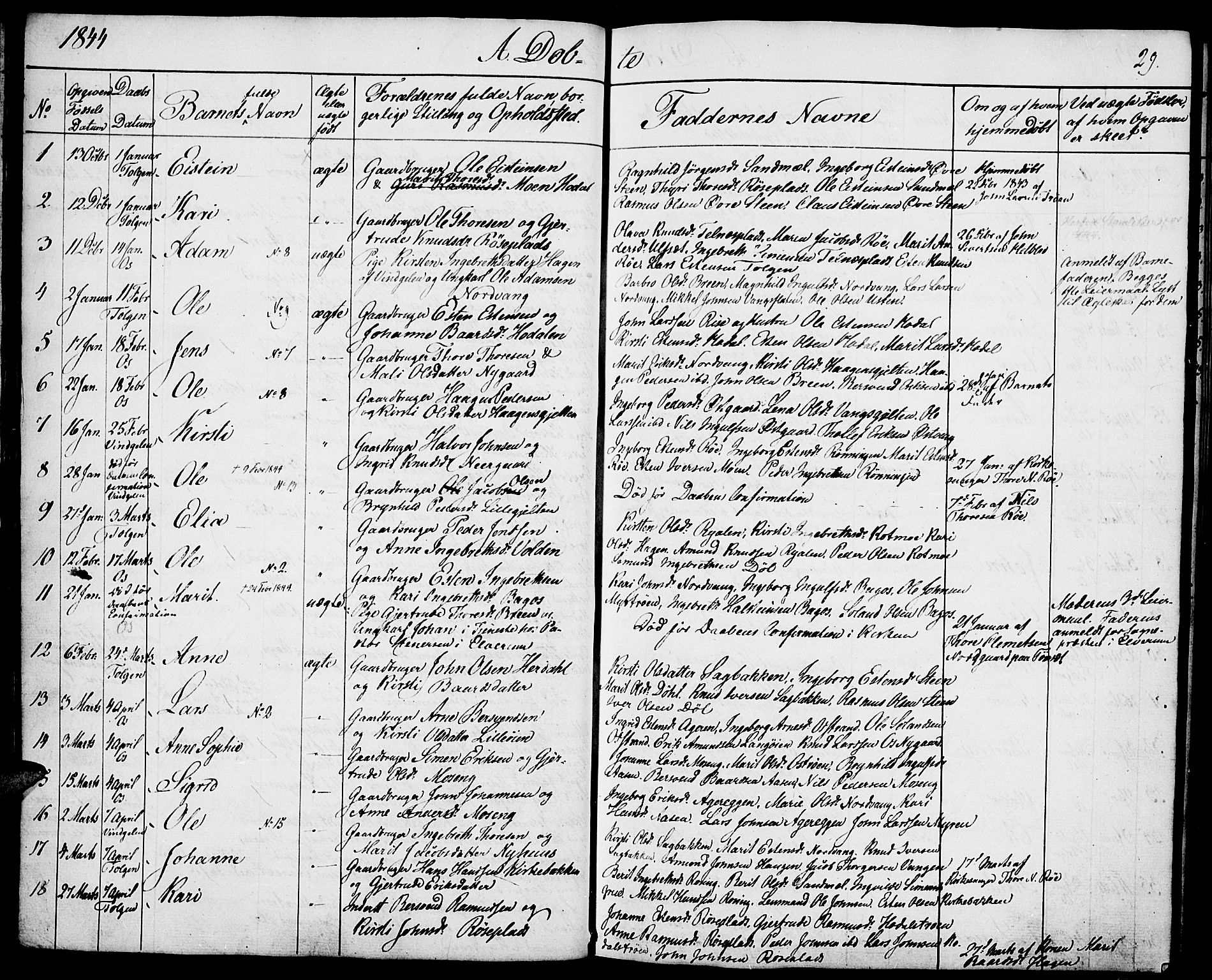 Tolga prestekontor, SAH/PREST-062/K/L0005: Parish register (official) no. 5, 1836-1852, p. 29